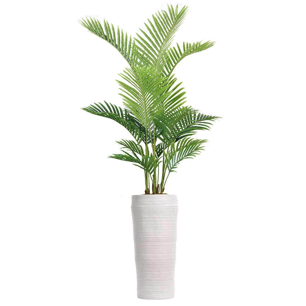 Vintage Green Emerald Artificial Faux Palm Tree with Fiberstone Planter - 77