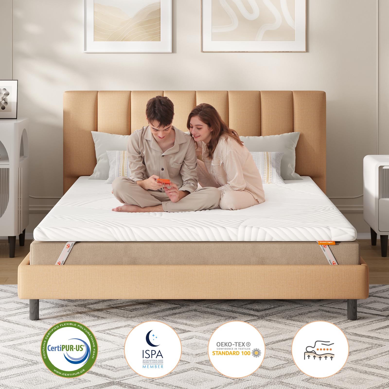Sweetnight 5cm Gel Memory Foam Mattress Topper, 120x200cm, Removable & Washable Cover, Viscoelastic & Gel Infused for Pressure Relief - Perfect for Back Pain Relief, Hot Sleepers & Enhanced Comfort