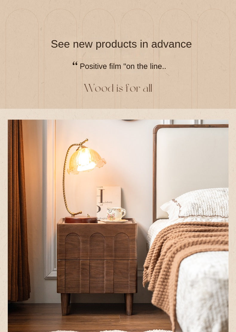 Black Walnut Solid Wood Modern Minimalist Nightstand - Bedside Table for Bedroom with Storage Shelf | Perfect for Small Spaces, Apartments & Guest Rooms