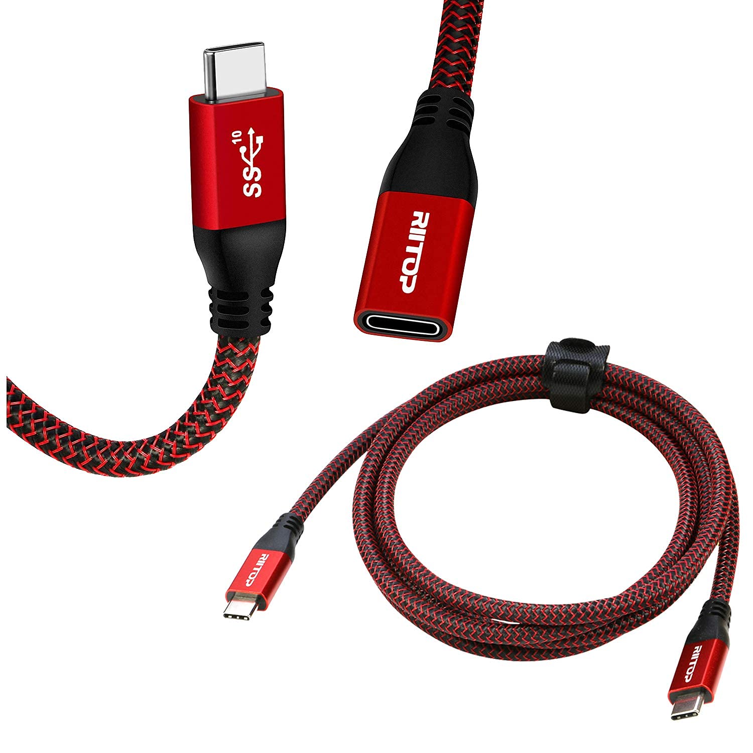 RIITOP 6Ft USB C Extension Cable & 5FT USB C to C Cable 100W Fast Charging, 20Gbps High-Speed Data Transfer - Perfect for MacBook, iPad Pro, Samsung Galaxy, and More