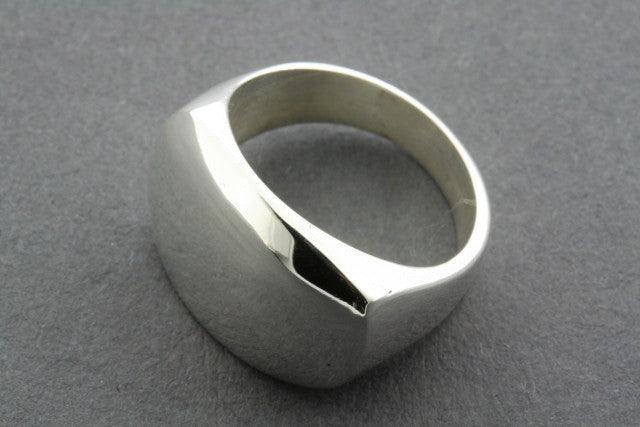 Sterling Silver Clean Flat Signet Ring for Men & Women - Minimalist Personalized Engraved Jewelry Gift for Wedding, Anniversary & Everyday Wear