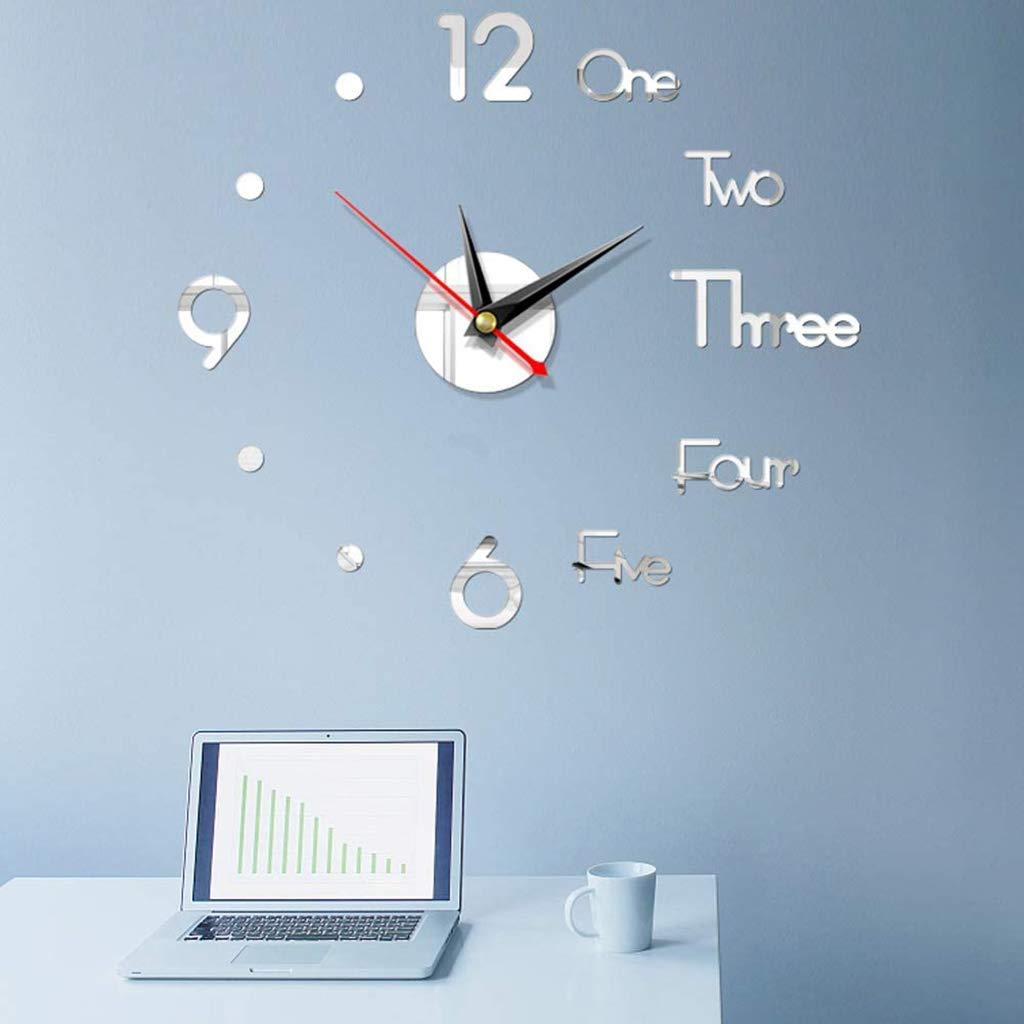 Modern DIY 3D Mirror Surface Wall Clock - Silent Frameless Decorative Clock for Home, Living Room, Bedroom & Office - Silver (Perfect for Home Decor, Gifts & Stylish Spaces)