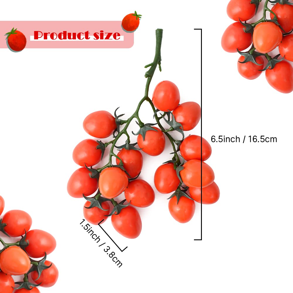 Lifelike Fake Cherry Tomatoes Artificial Fruit - 15 Piece Plastic Simulation Fruit Set for Kitchen Decor, Home Styling, Party Centerpieces, and DIY Crafts