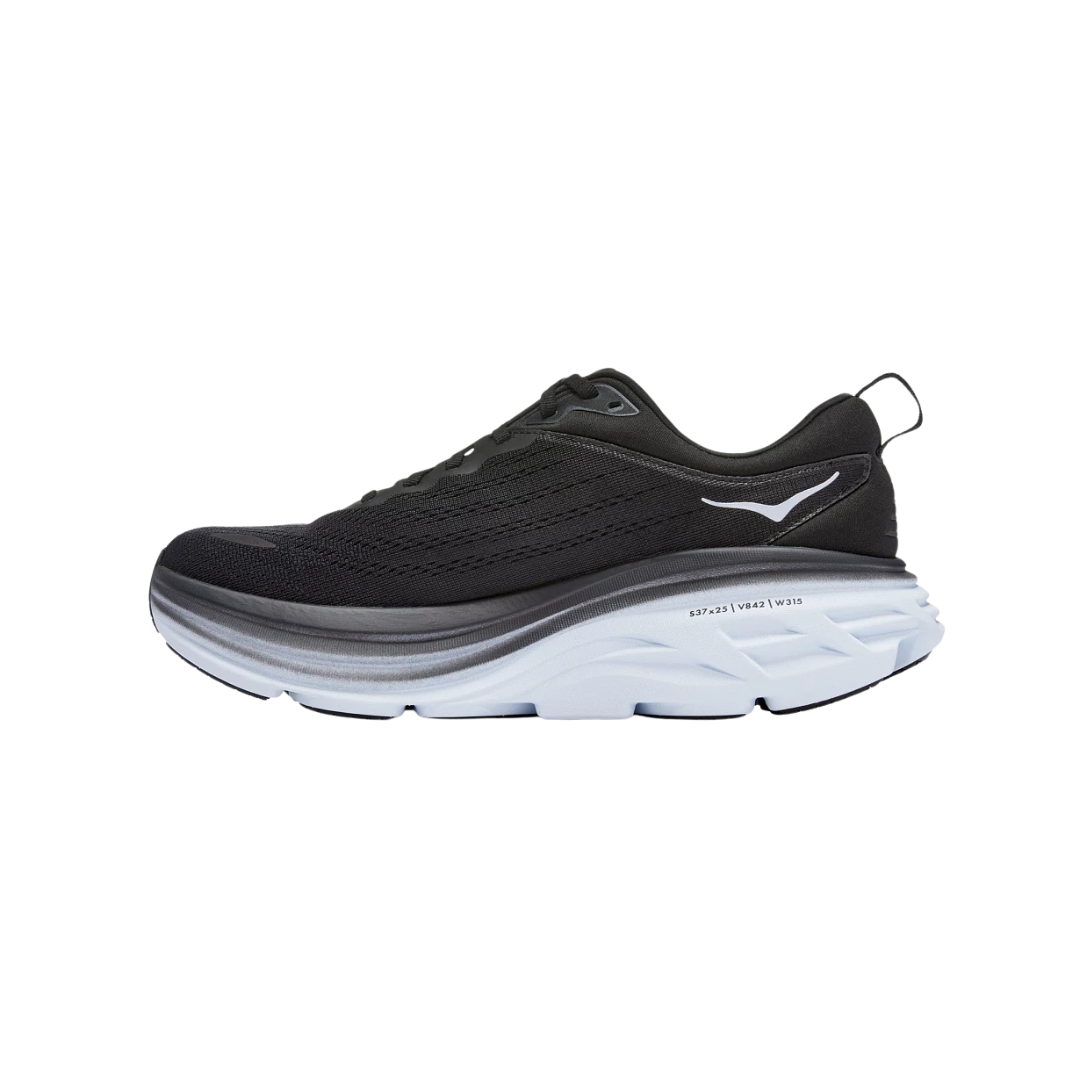 Bondi 8 Running Shoes - Black/White (B) - Men's/Women's Cushioned Sneakers for Long Distance Running & Walking | Comfortable Athletic Shoes for Jogging, Gym Workouts & Everyday Wear