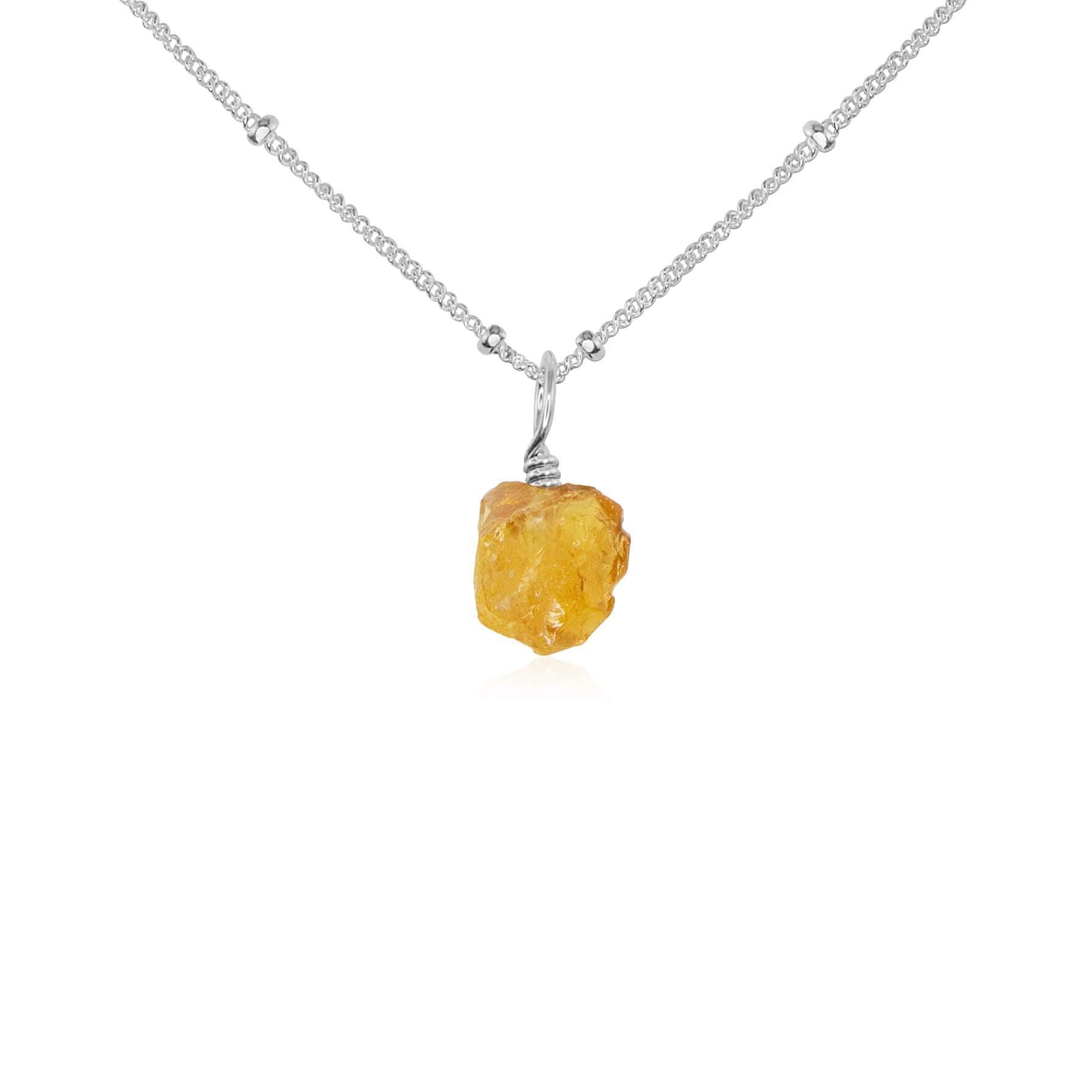 Natural Raw Citrine Pendant Necklace - Dainty Healing Crystal Jewelry for Women - Perfect for Meditation, Energy Healing & Everyday Wear