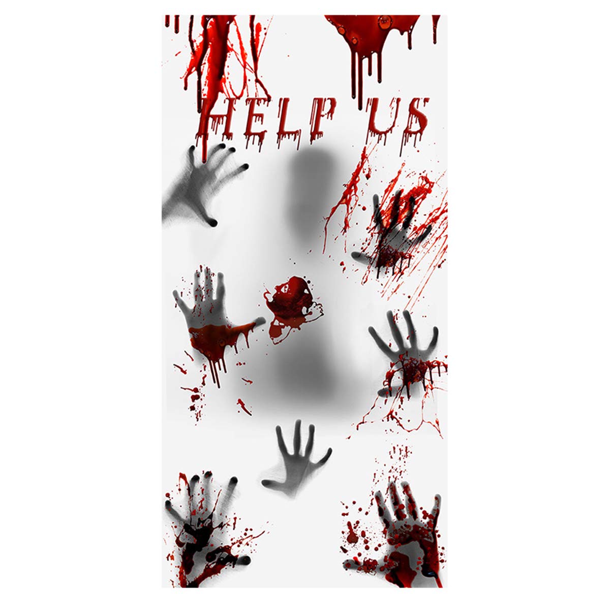 Yissone Halloween Bloody Handprint Window Cling Decals - Scary Haunted House Decorations for Windows, Doors & Party Scenes | Perfect for Halloween Party, Haunted House & Spooky Home Decor