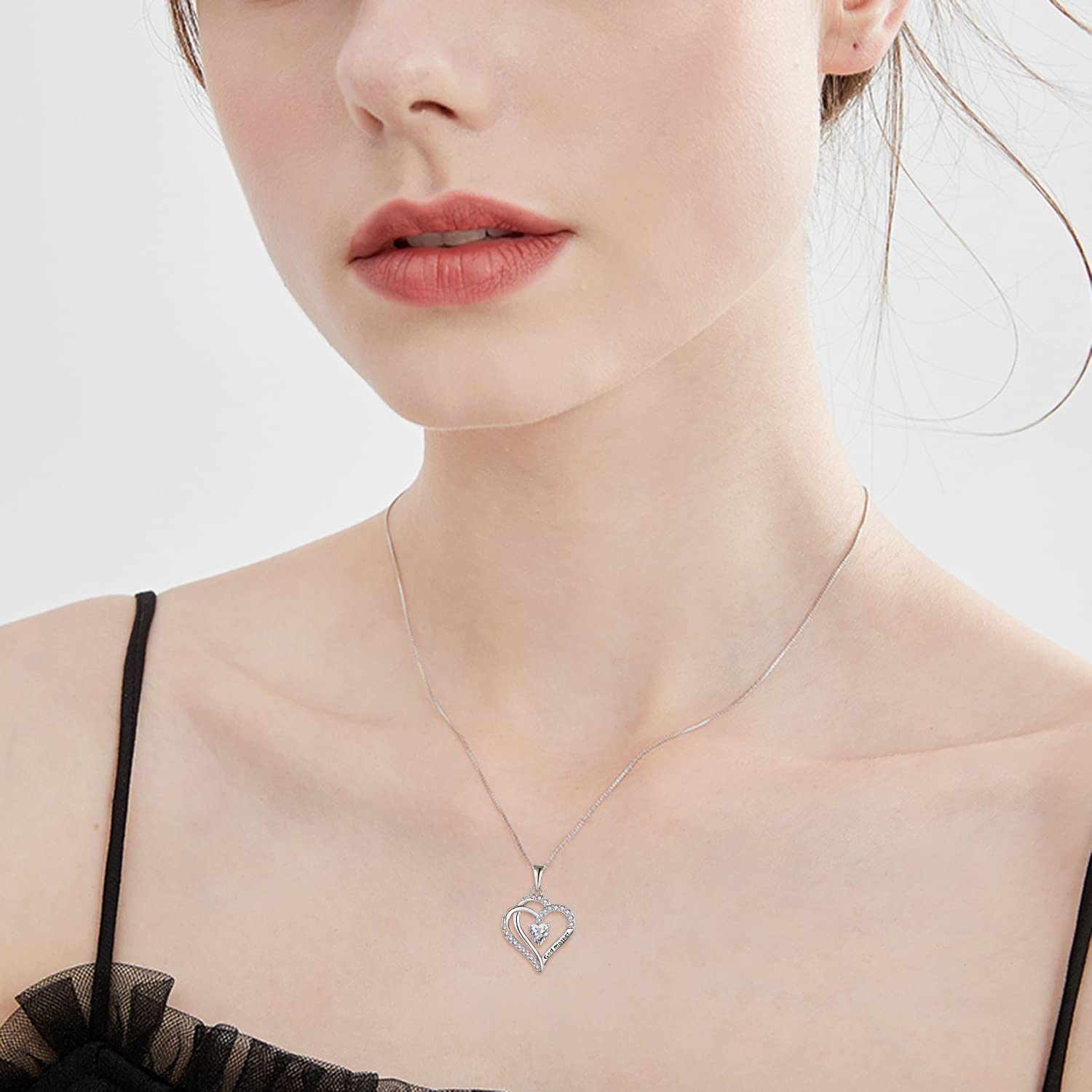 STARCHENIE Godmother Necklace - Sterling Silver Heart Pendant with Cubic Zirconia, Elegant Jewelry Gift for Women - Perfect for Birthdays, Christenings & Special Occasions