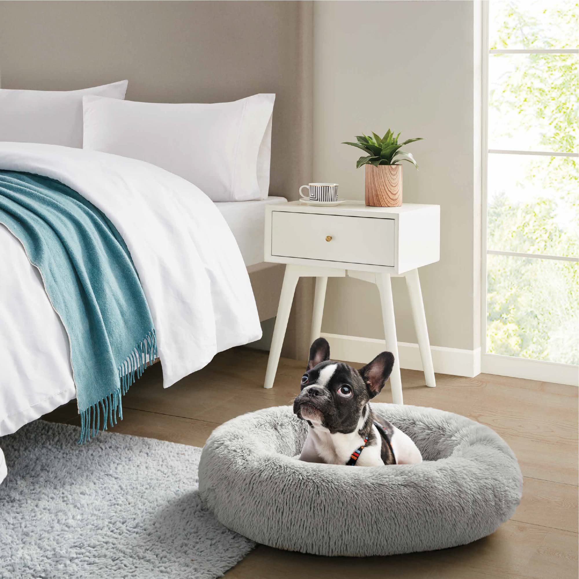 Serena Orthopedic Dog Bed - Soft Memory Foam for Indoor Pets, Grey - Perfect for Calming & Comfort