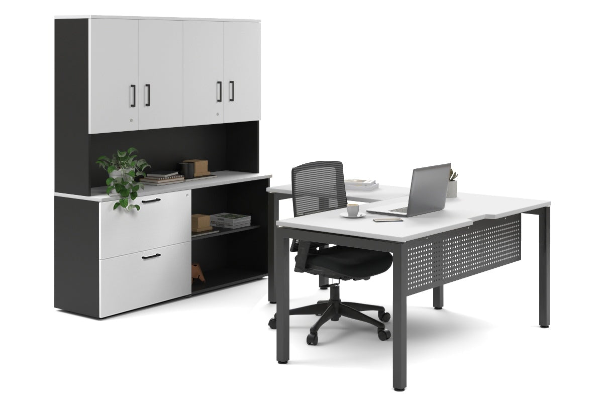 Quadro Square Legs L-Shaped Executive Desk with Black Legs [1600L x 1700W] - Perfect for Home Office, Conference Room & Modern Workspace