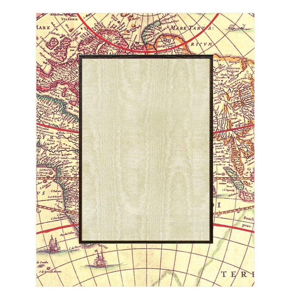Caspari World Map 4x6 Inch Picture Frame - Elegant Decorative Photo Frame for Travel Memories, Home & Office Decor - Perfect for Displaying Travel Photos, Family Pictures & Wall Art