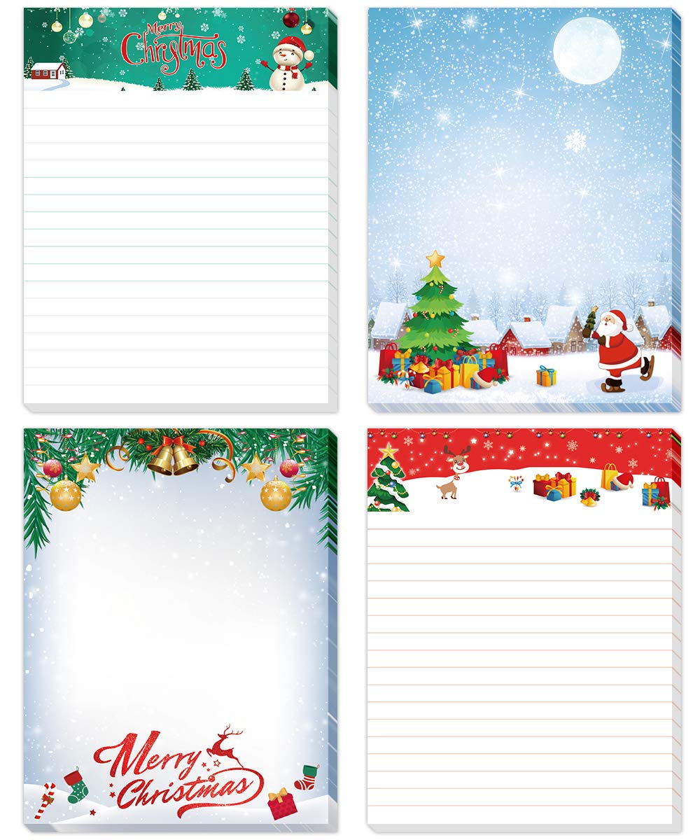 Festive Christmas Notepads - 50-Pack Holiday Writing Pads for Home, School & Office - Cute Xmas Stationery for Gift Lists, Shopping Notes & Holiday Planning