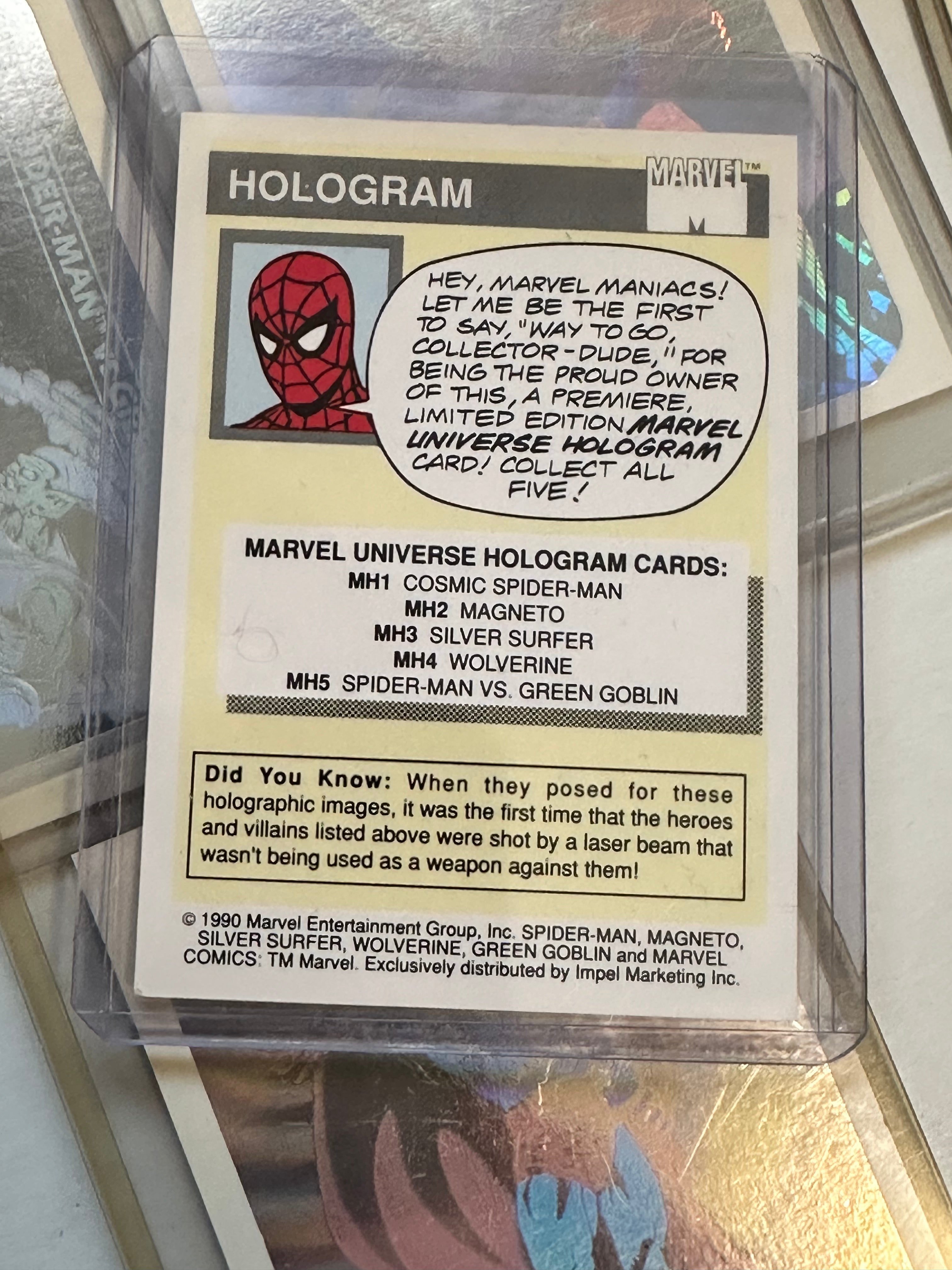 Marvel Universe Series 1 Rare 5-Card Hologram Insert Set 1990 - Collectible Trading Cards for Marvel Fans & Comic Book Enthusiasts