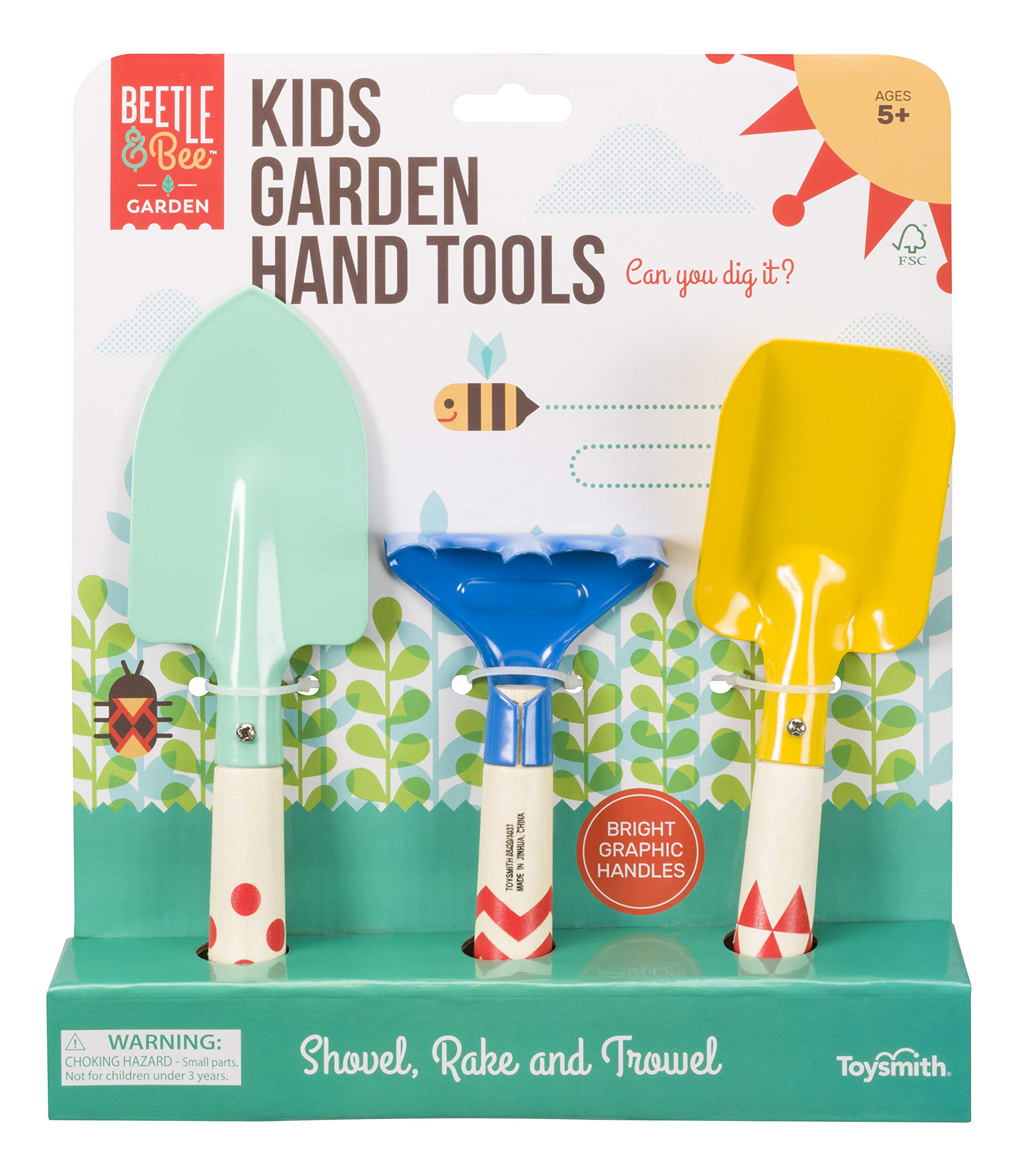 Beetle & Bee Kids Garden Hand Tools Set - Durable Gardening Tools for Children - Perfect for Outdoor Play, Planting & Learning - Ideal Gift for Young Gardeners