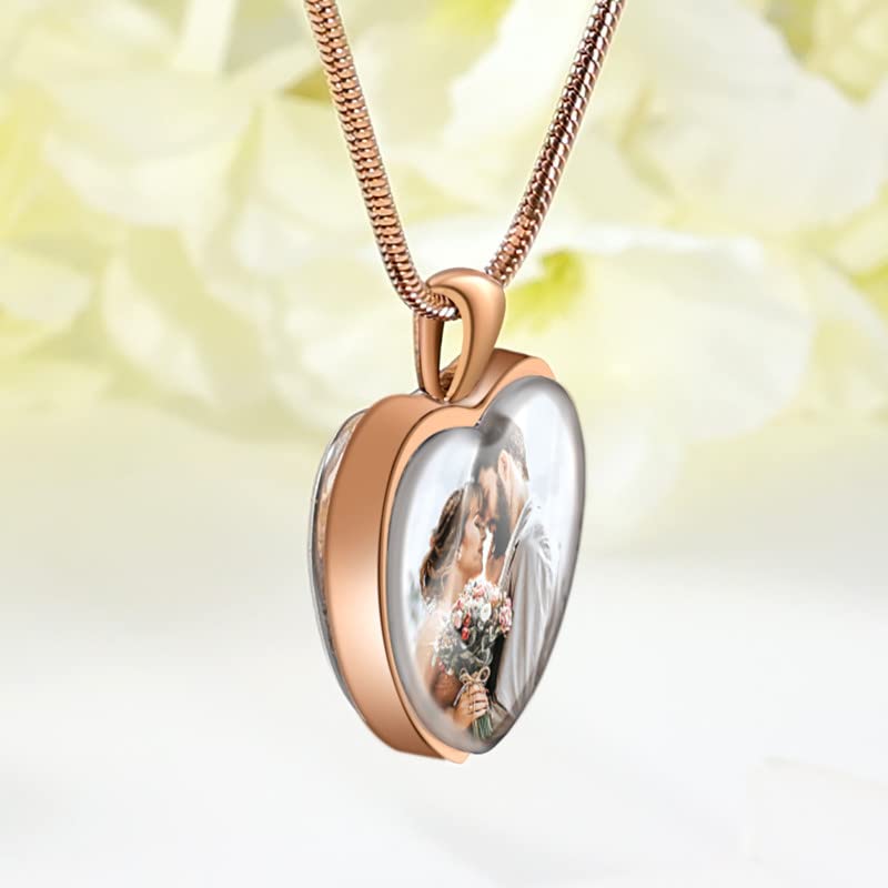 Personalized Photo Necklace for Women - Custom Engraved Heart Pendant with Picture (Silver) | Romantic Gift for Anniversary, Valentine's Day & Mother's Day