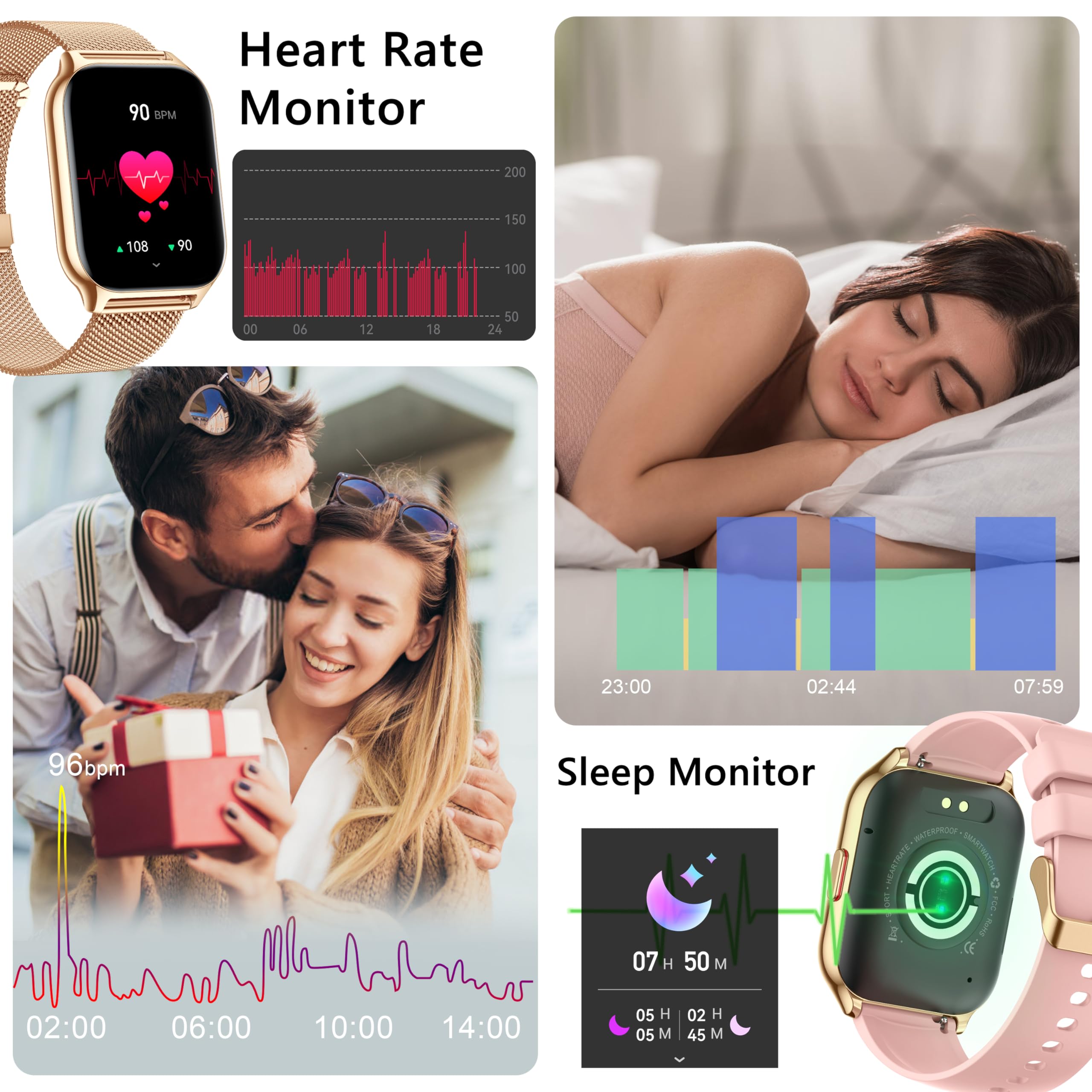 Smart Fitness Watch for Men & Women - Heart Rate, Blood Oxygen Monitor for Android & iOS - Perfect for Workouts & Daily Use