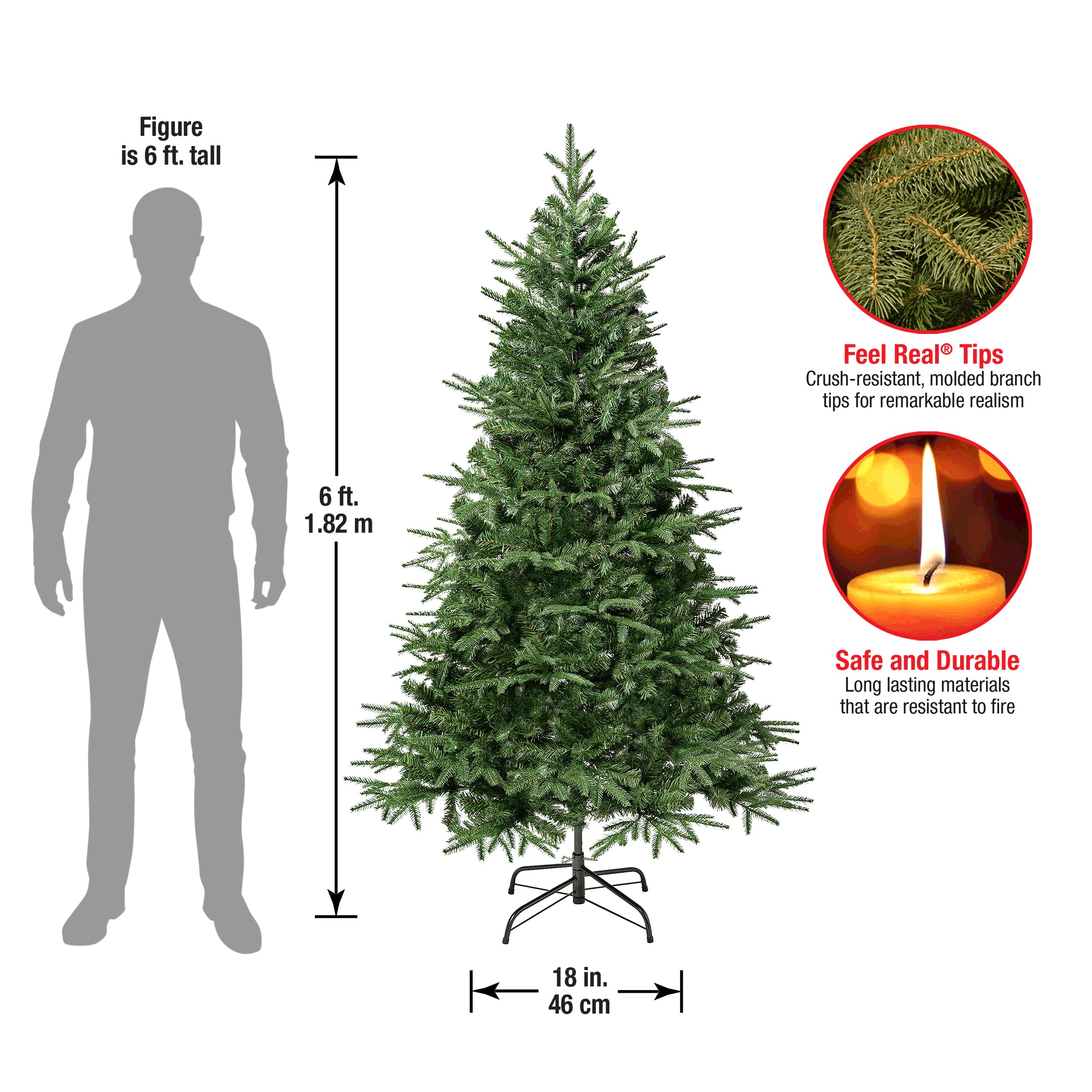 6 ft. Duxbury Feel Real Artificial Christmas Tree - Premium Lifelike Pine for Home, Office & Holiday Decorations