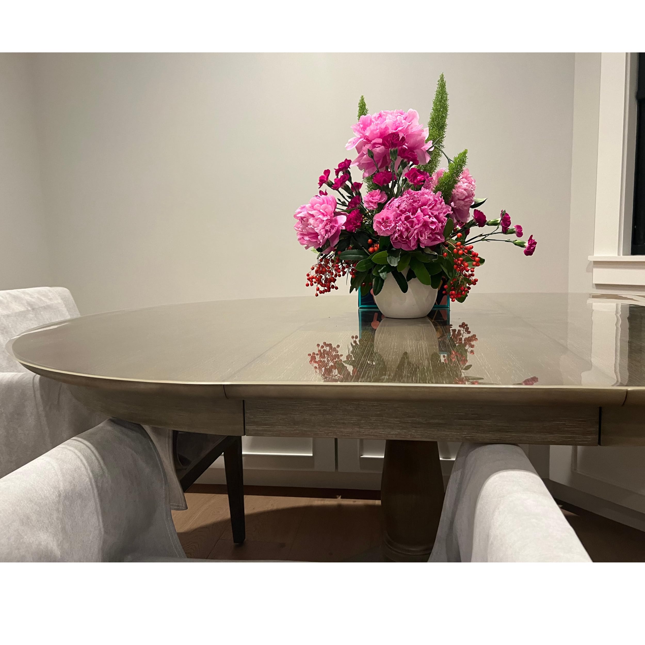 Custom-Cut Oval Clear PVC Vinyl Table Protector - 2mm Thick Scratch & Moisture Resistant Table Cover - 60x42 Inch Personalized Placemat for Dining Tables, Office Desks, and Countertops - Perfect for Home, Restaurant, and Event Use