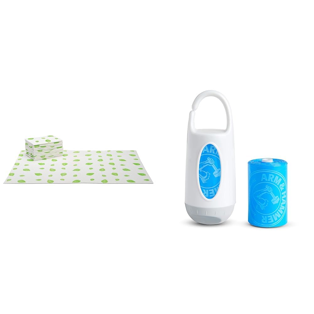 **Munchkin® Arm & Hammer Disposable Changing Pad, 10 Count - White & Green | Diaper Bag Dispenser with 24 Diaper Disposal Bags | Baby Essentials for Travel & On-the-Go Diaper Changes**