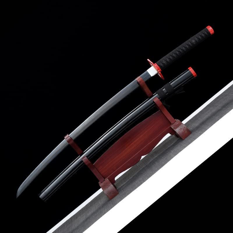 Handmade Japanese Anime Sword - 1045 Carbon Steel Black Blade with Sharp Edge - Perfect for Cosplay, Collecting, and Display
