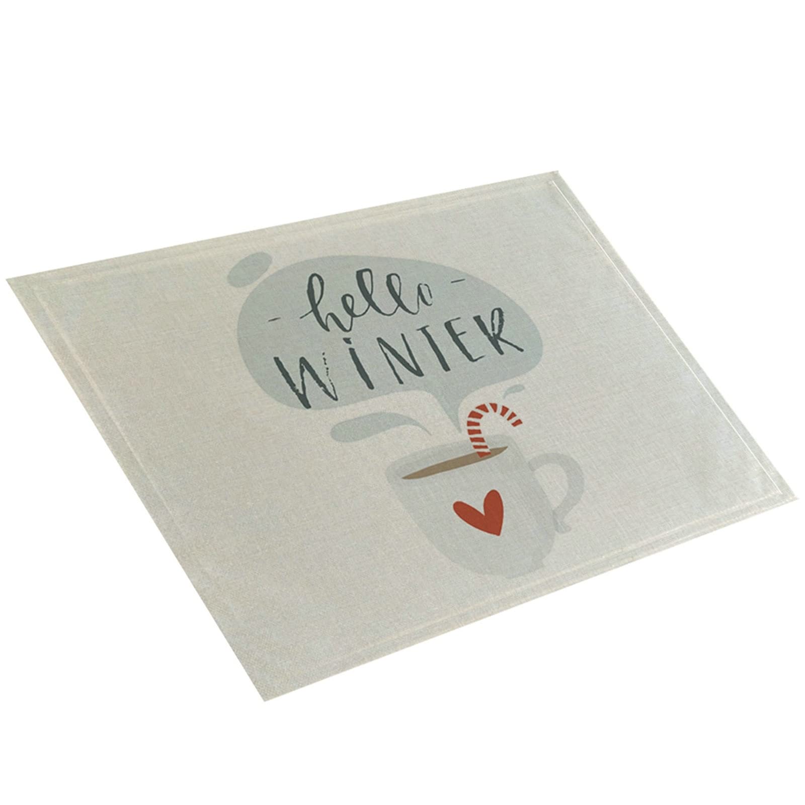 Heat Resistant Placemats Set of 4 - Modern Dining Table Mats with White & Red Glass Design - Perfect for Winter, Easter & Holiday Decor - 40x30cm - Ideal for Dinner Parties, Family Gatherings & Seasonal Celebrations
