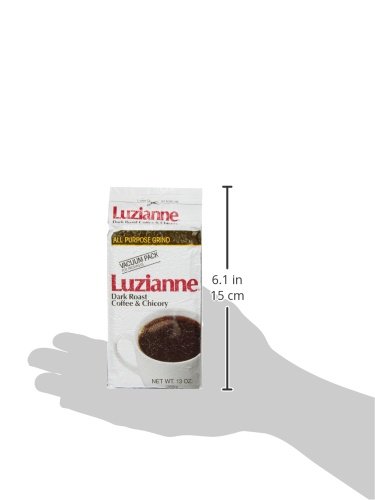 Luzianne Dark Roast Coffee with Chicory - 13oz Bag (Pack of 4) | Rich Bold Flavor for French Press, Drip Coffee Makers & Cold Brew | Premium Ground Coffee for Home or Office