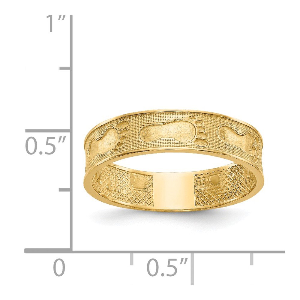 14K Solid Yellow Gold Footprints in the Sand Ring - Dainty Beach Wedding Band, Mother's Day Gift for Her, Perfect for Beach Lovers & Ocean Inspired Jewelry Collection