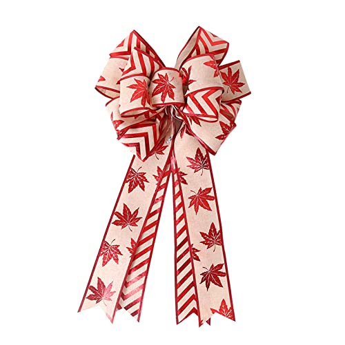 OHEPFD Christmas Tree Topper Bows with Long Streamers - Elegant Bowknot Ornaments for Xmas Tree Decorations - Perfect for Holiday Home, Party & Gift Wrapping Decor