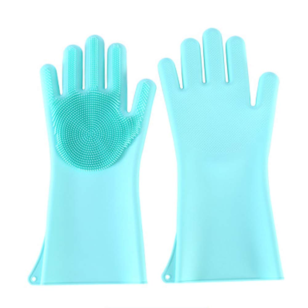 Reusable Silicone Dish Gloves with Sponge Scrubbers - Kitchen & Bathroom Cleaning Gloves for Washing Dishes, Car Detailing, Pet Grooming & Household Chores - Durable, Waterproof & Comfortable for Daily Use