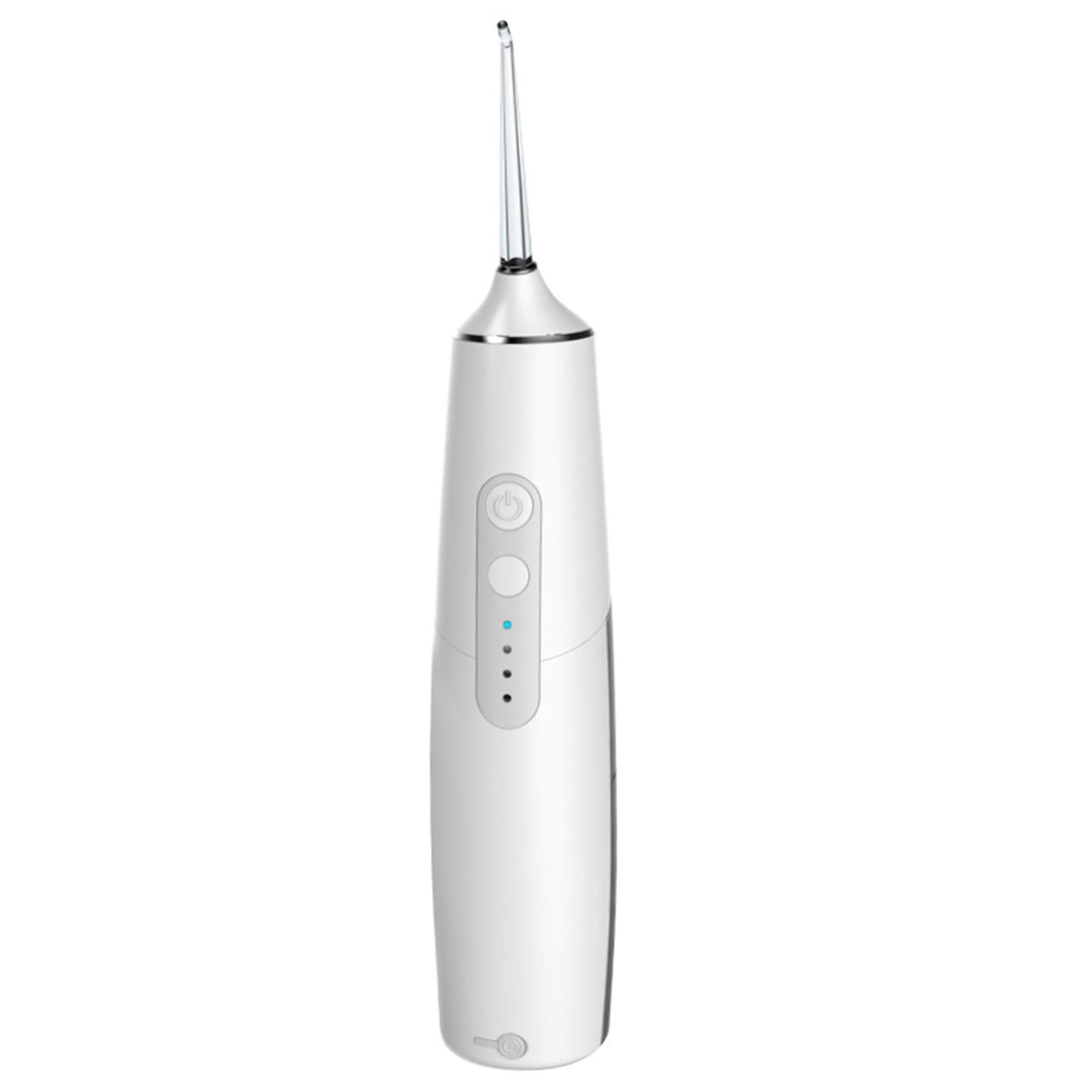 AWJK Cordless Water Flosser for Teeth Cleaning - 195ML Portable Oral Irrigator with 3 Modes & 5 Jet Tips, IPX7 Waterproof, USB Rechargeable Dental Water Pick - Perfect for Travel, Office and Home Use (White)