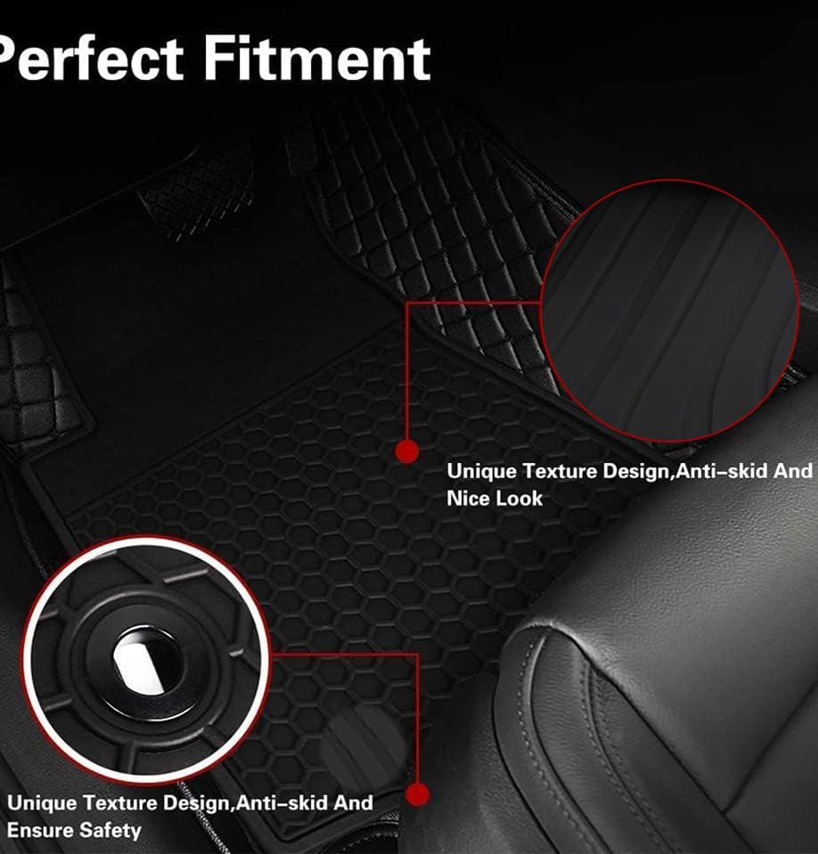 Premium Custom Fit Car Floor Mats for Porsche Cayenne 2011-2018 - Heavy Duty Black Rubber Floor Liners Set | Waterproof, All-Weather Protection, Odorless | Perfect for Daily Commutes, Road Trips & Off-Road Adventures