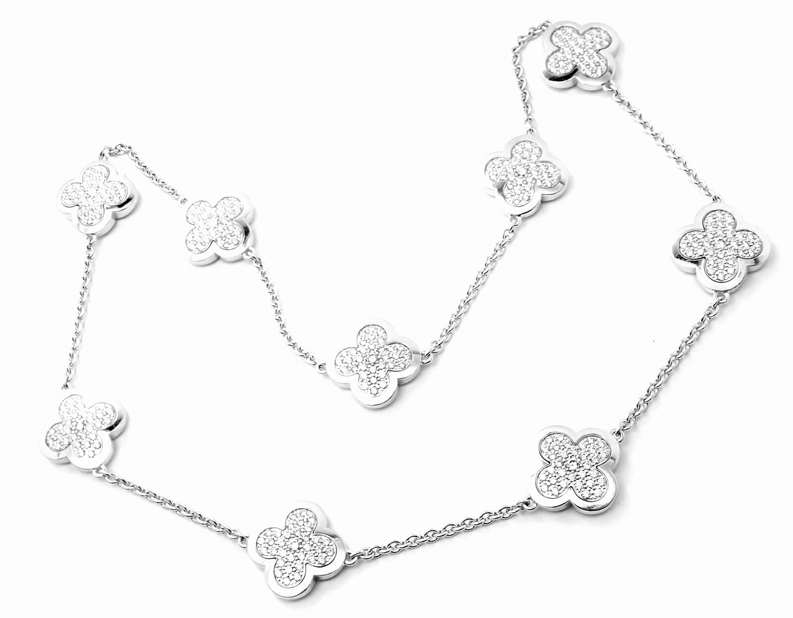 Authentic Van Cleef & Arpels 18k White Gold Diamond Pure Alhambra Necklace - Luxury Jewelry for Women, Perfect for Weddings, Anniversaries & Special Occasions