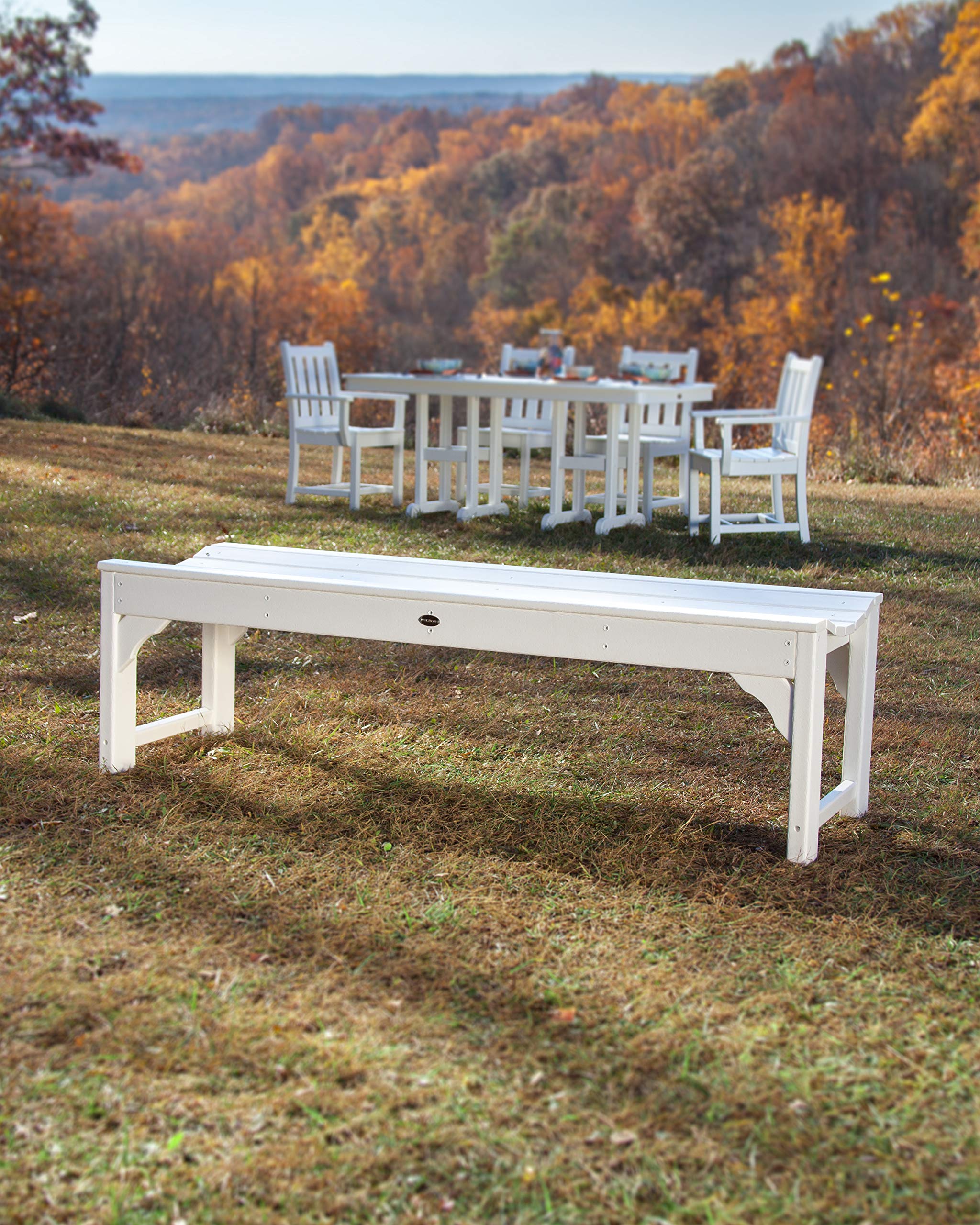 POLYWOOD® Traditional Outdoor Garden Bench - Durable Slate Grey Patio Furniture for Backyard, Porch & Deck - Weather-Resistant & Low Maintenance