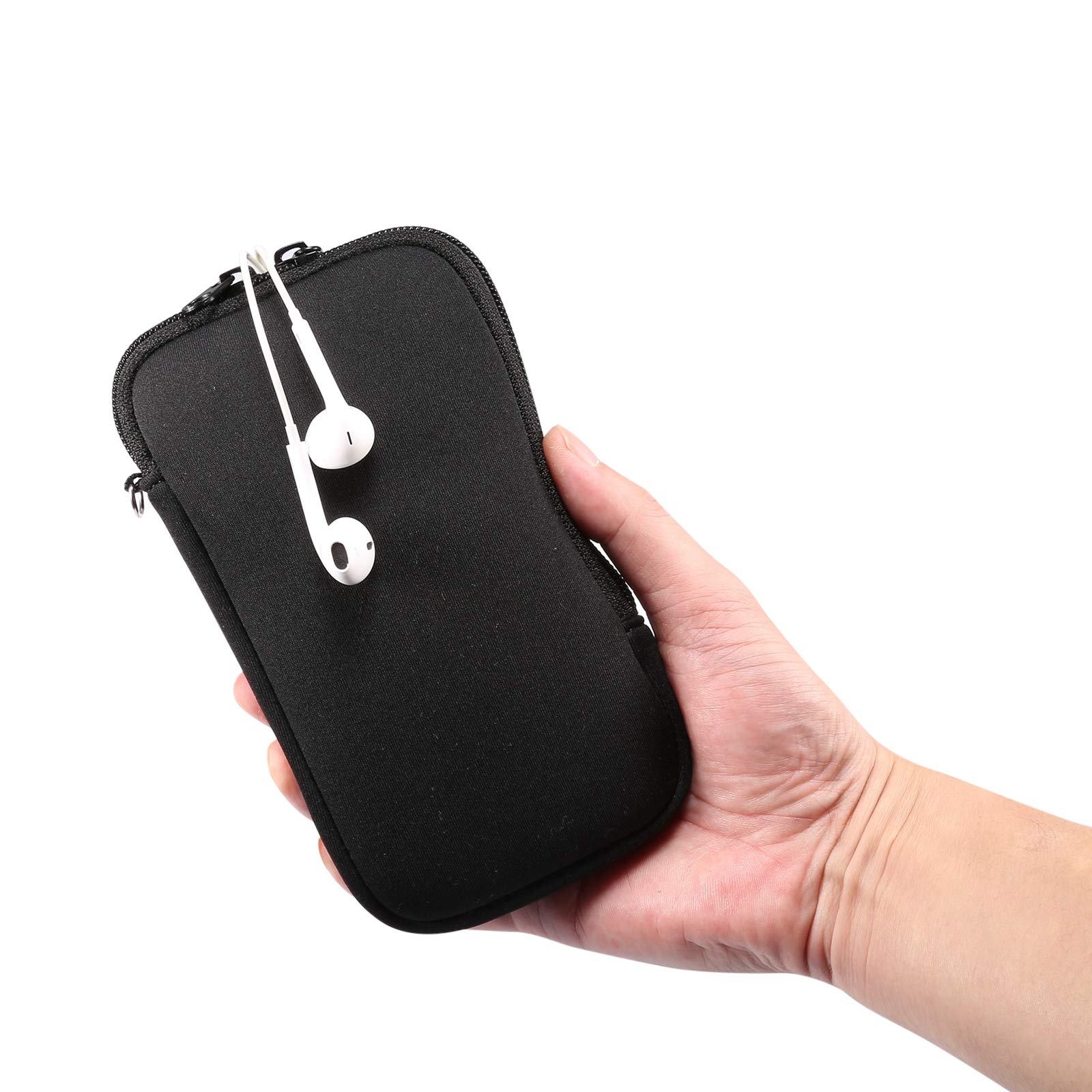 Waterproof Neoprene Phone Pouch with Zipper & Adjustable Neck Strap - Compatible with iPhone 16/16 Pro/15/15 Pro/14/14 Pro/13 Pro/12 Pro/SE 3G/X/XS - Protective Phone Case for Travel, Gym, Hiking & Outdoor Activities (Black)