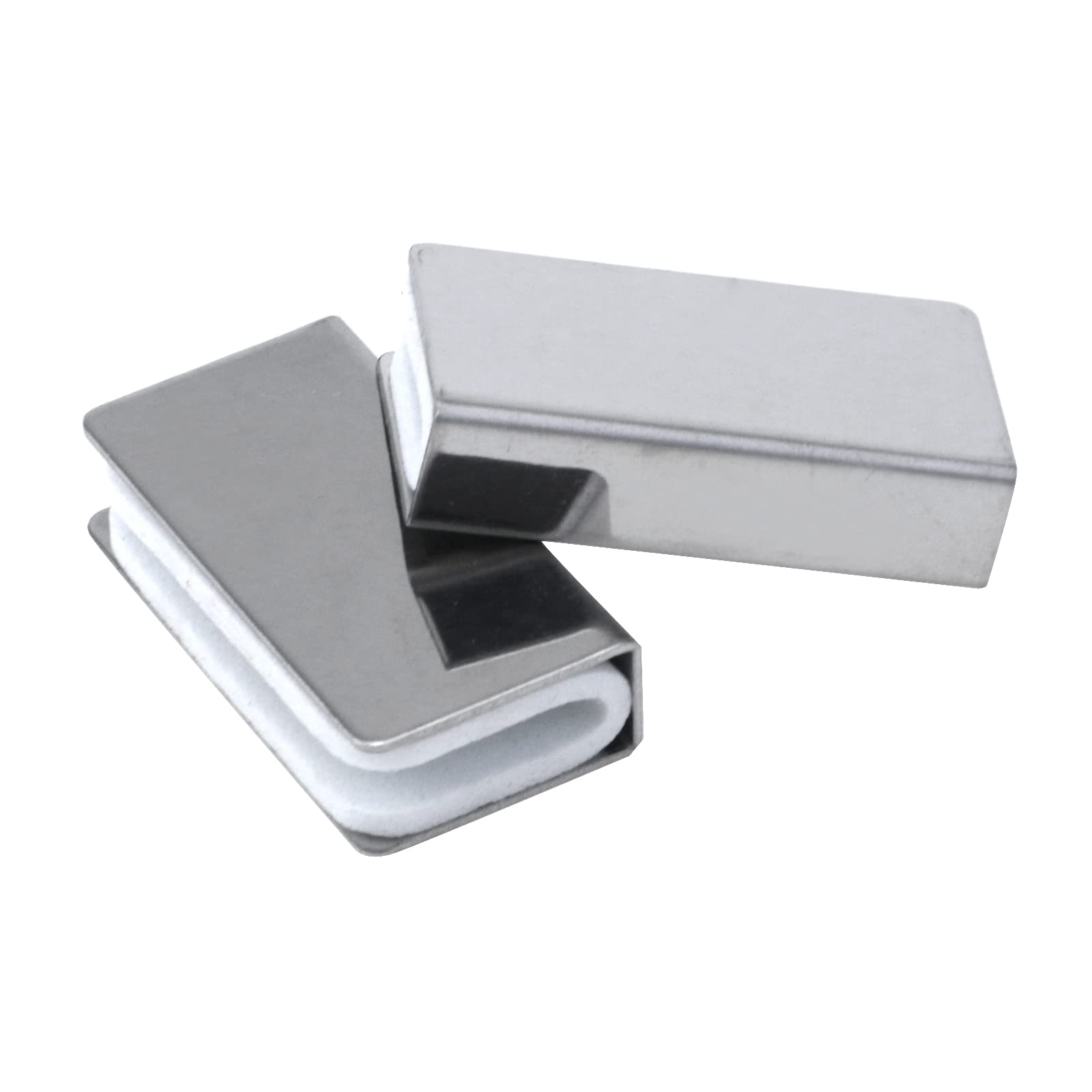 4-Pack Magnetic Glass Cabinet Latches - Silver Strikes Plate Touch Clamps for Wardrobe & Glass Doors