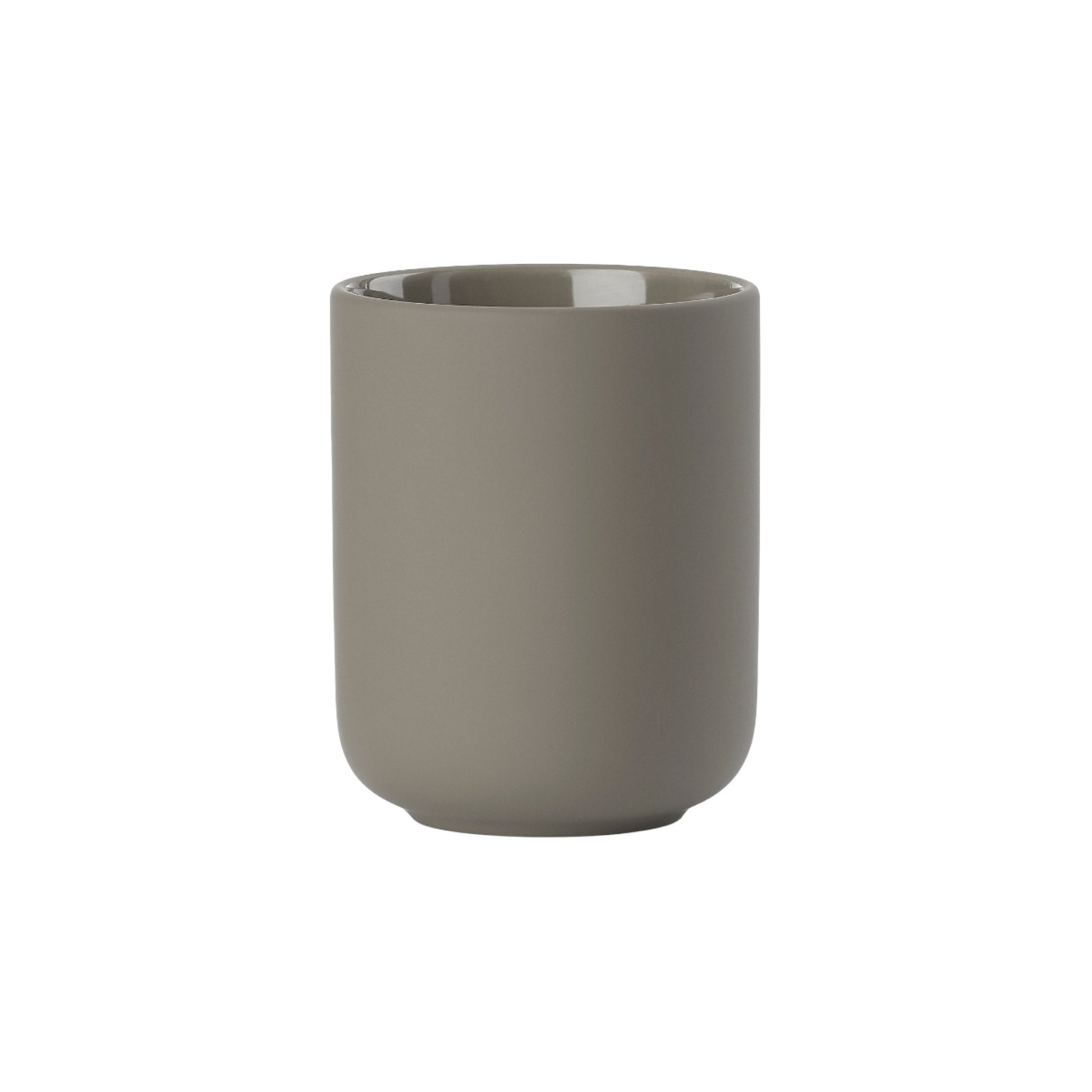 ZONE DENMARK Ume Tumbler & Toothbrush Mug - Insulated Coffee Cup with Lid, Taupe - Perfect for Home, Office & Travel Use
