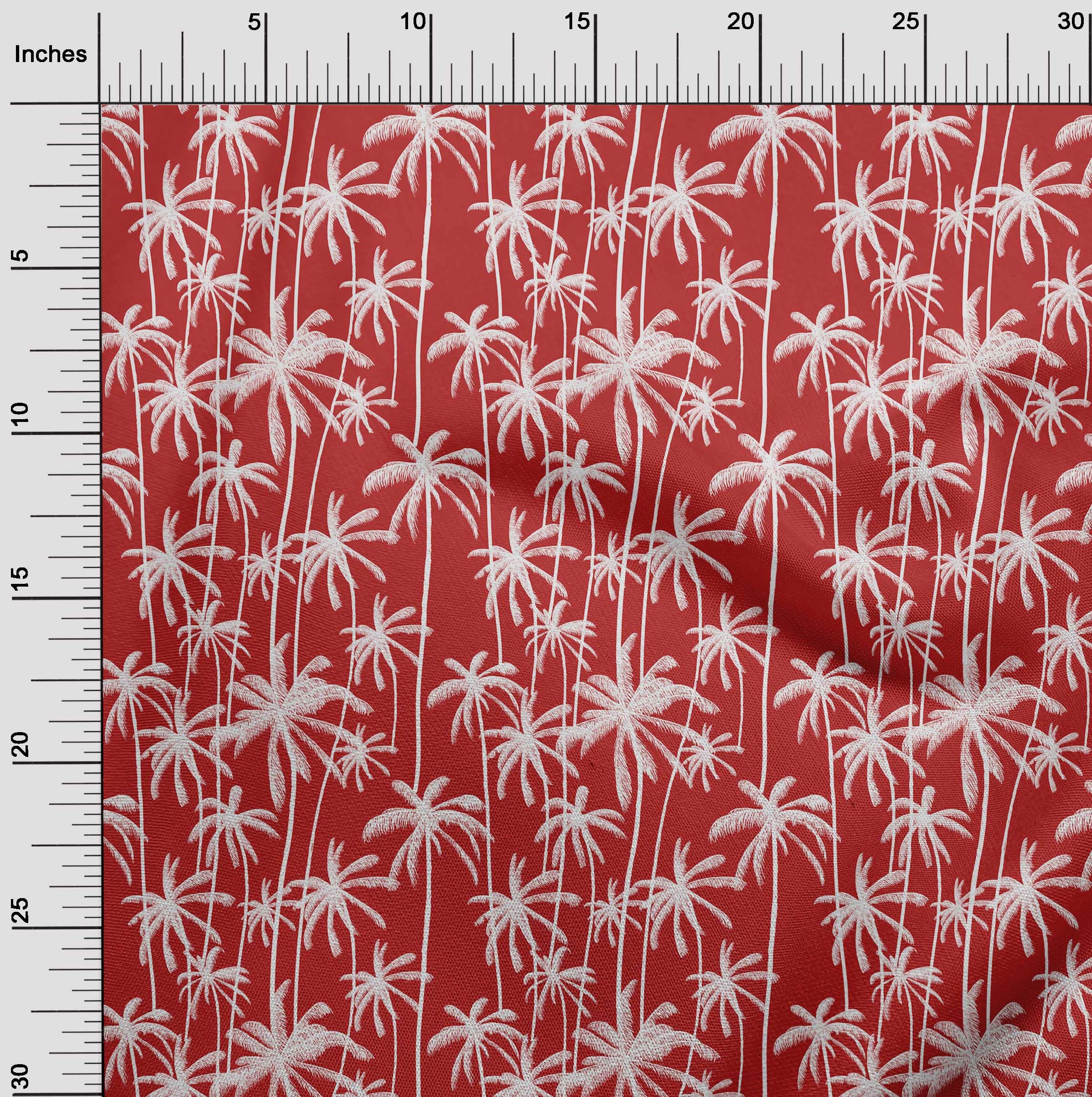 oneOone Viscose Jersey Red Fabric with Tropical Tree Print - 60 Inch Wide DIY Sewing Material for Dresses, Shirts & Home Decor Projects