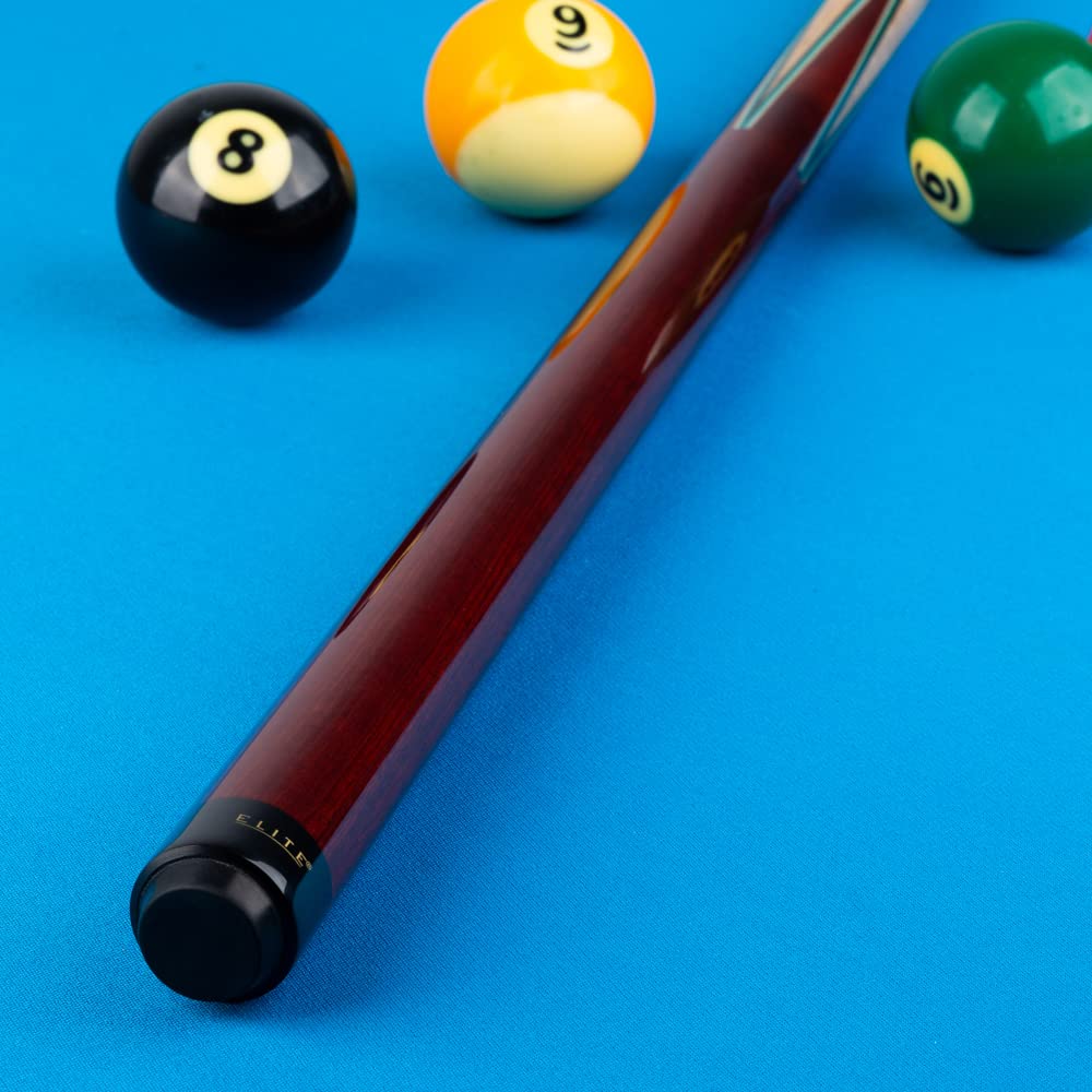 Elite EP33 Pool Cue - Premium Black Stained Maple & Zebrawood Design with Pearle White Diamonds & Black Outline - Perfect for Professional & Recreational Billiards