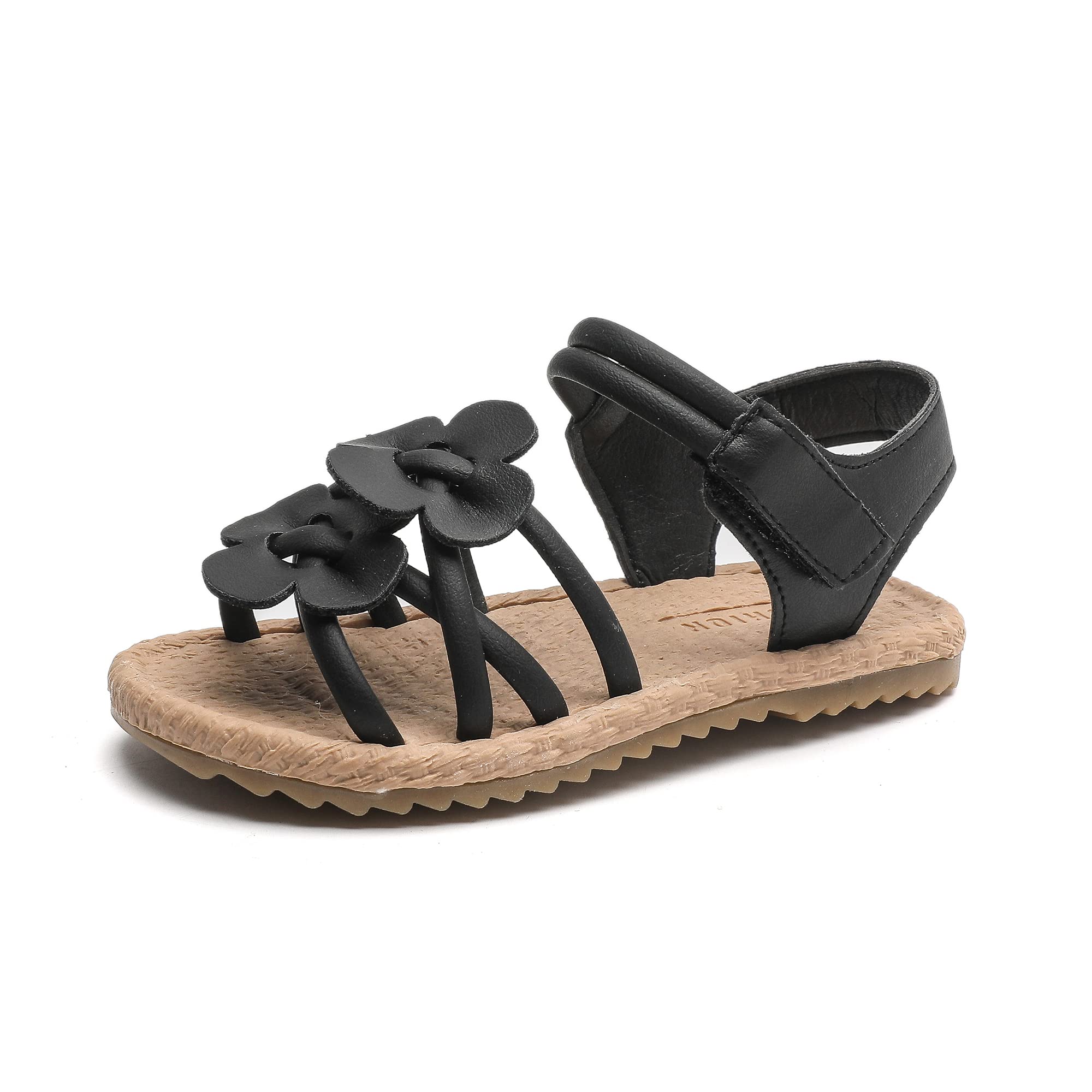 Komfyea Girls Summer Flower Flat Sandals for Toddlers - Beach & Play