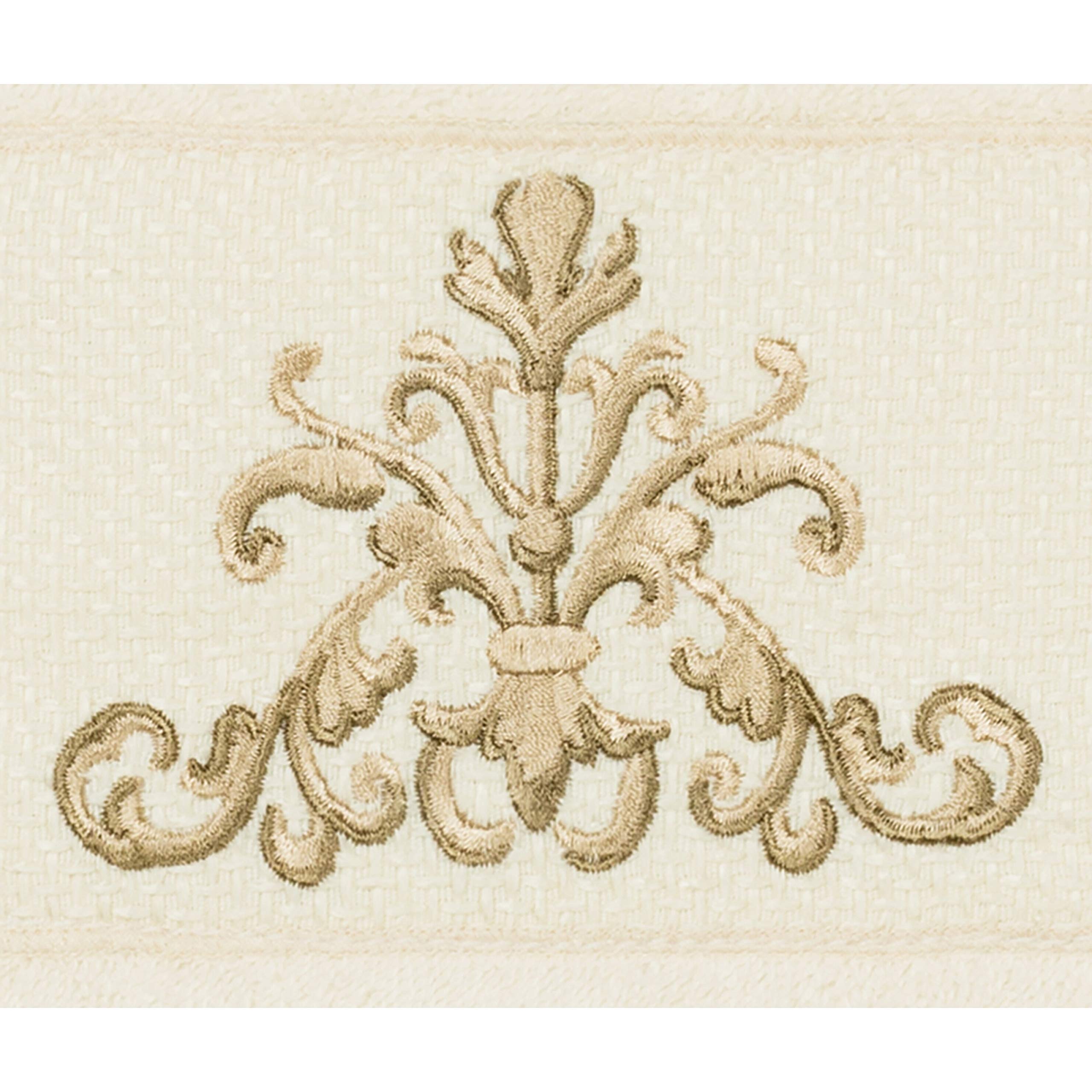 Premium Turkish Cotton Hand Towels Set of 2 - Soft Absorbent Brown Embroidered Bath Towels for Kitchen & Bathroom - Elegant Scrollwork Design for Guest Bathrooms & Luxury Home Decor