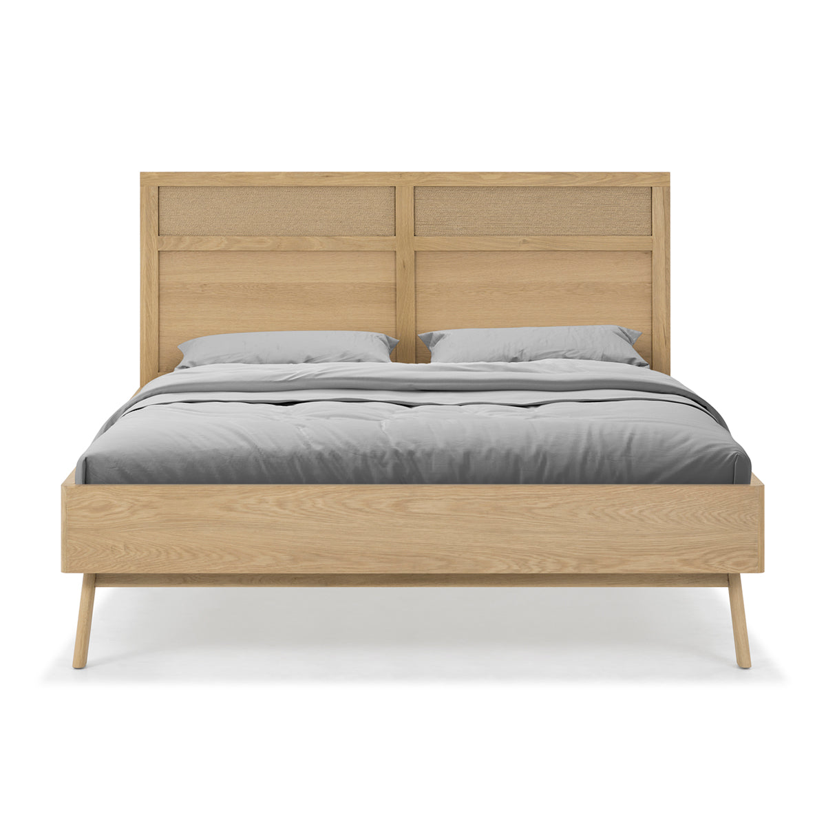 Arigato Solid Oak Timber Queen Bed Frame - Rustic Wooden Bed for Bedroom - Perfect for Farmhouse, Cottage & Modern Home Decor
