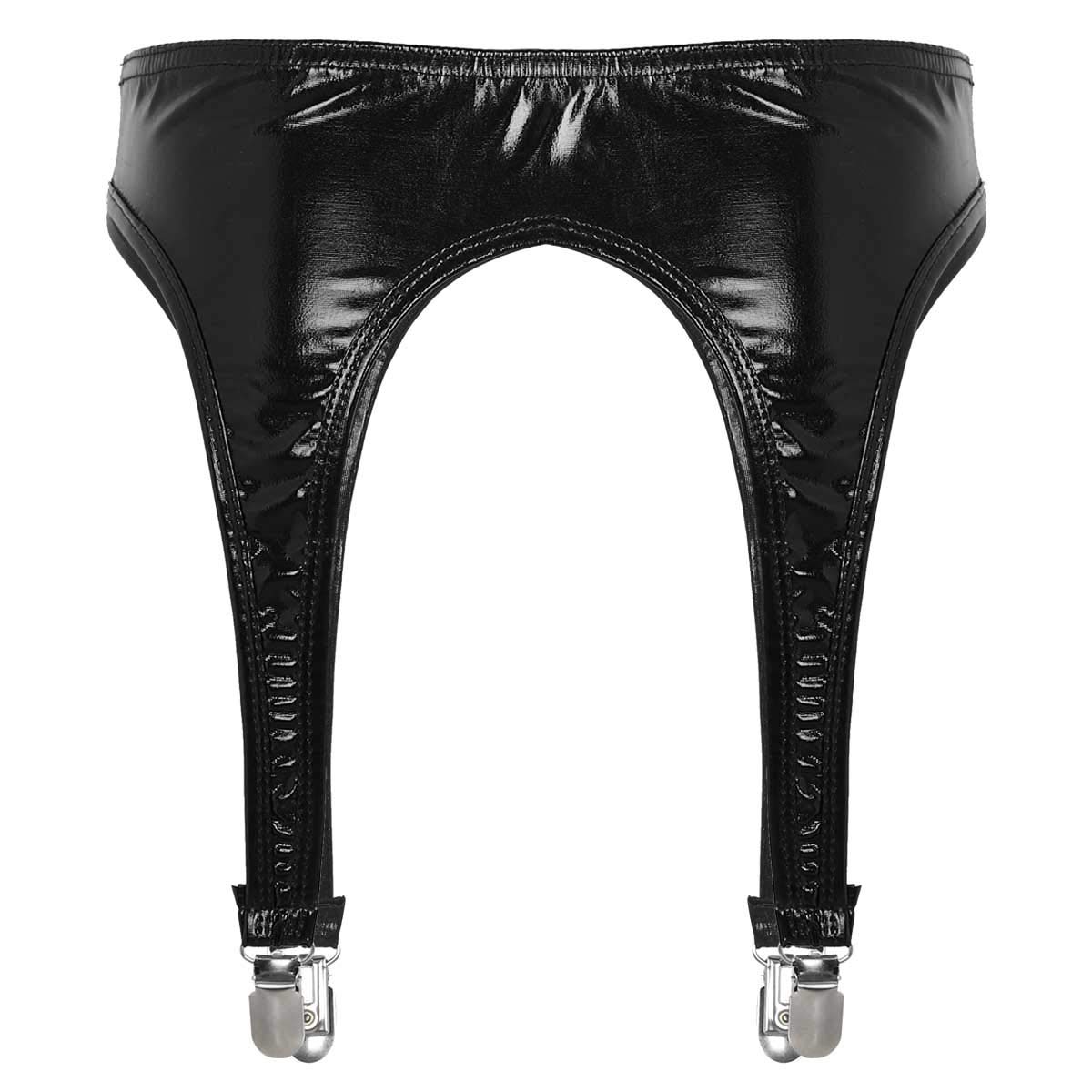ACSUSS Women's Shiny Holographic Metallic Garter Belt with Adjustable Clips & Suspender Straps for Thigh High Stockings - Perfect for Lingerie, Cosplay & Burlesque Performances