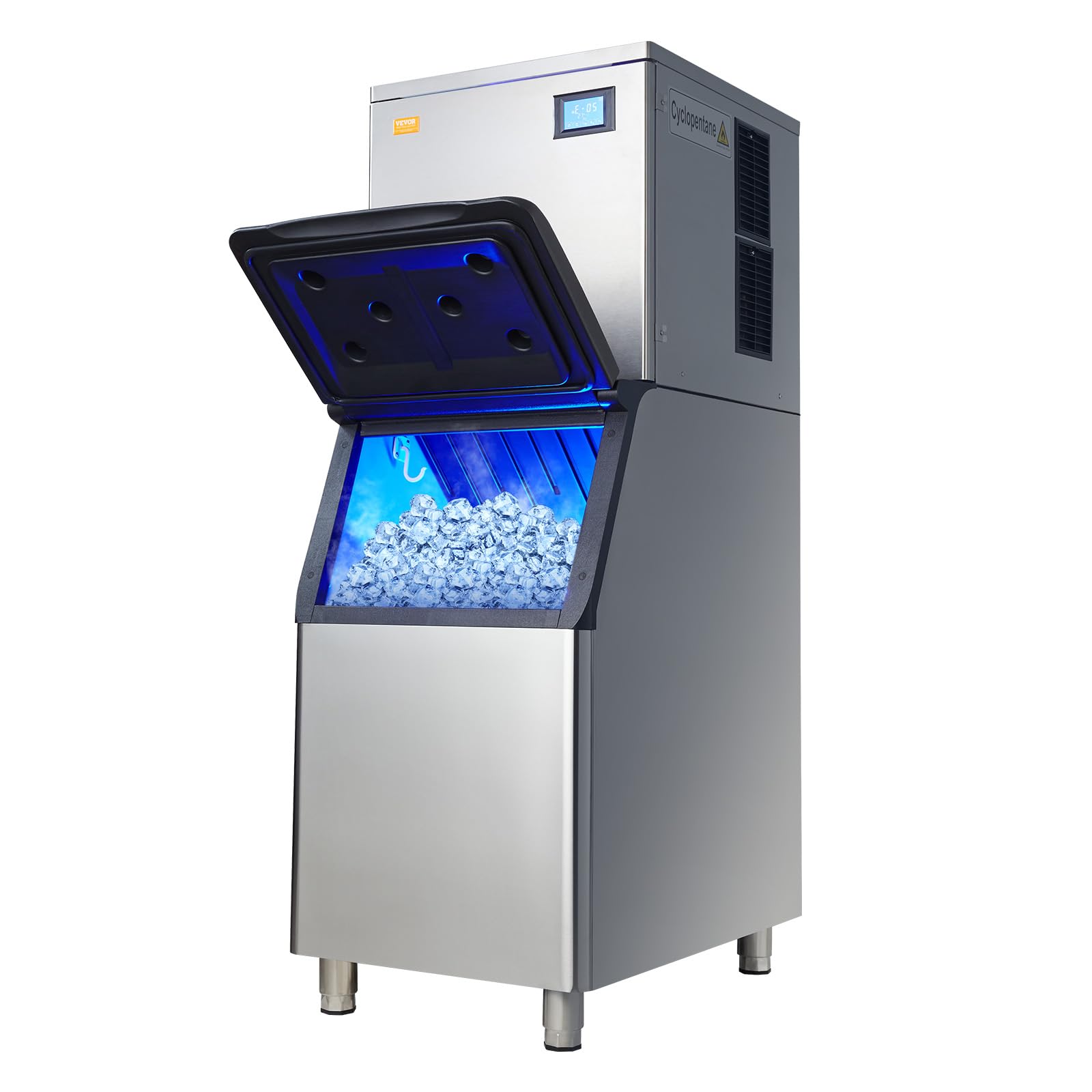 VEVOR Commercial Ice Maker Machine 400LBS/24H with 330.7LBS Storage Bin, 800W Self-Cleaning, 3.5