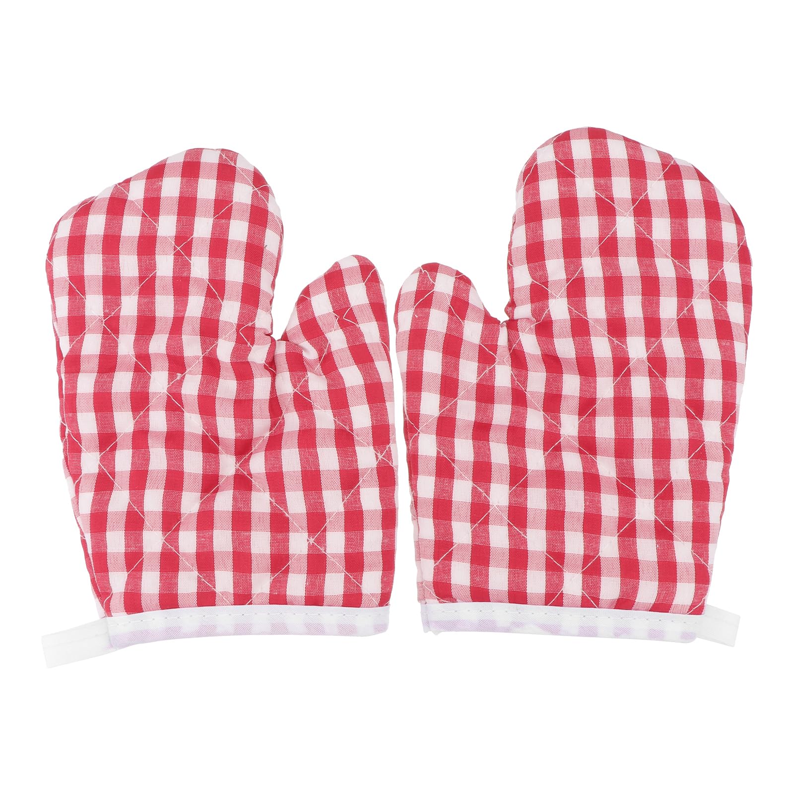 UPKOCH Red Plaid Heat Resistant Oven Mitts for Kids - Cute Kitchen Gloves for Baking & Cooking (2 Pack) - Extra Long Silicone Lined Mittens - Perfect for Young Bakers, Home Chefs & Holiday Cookie Decorating
