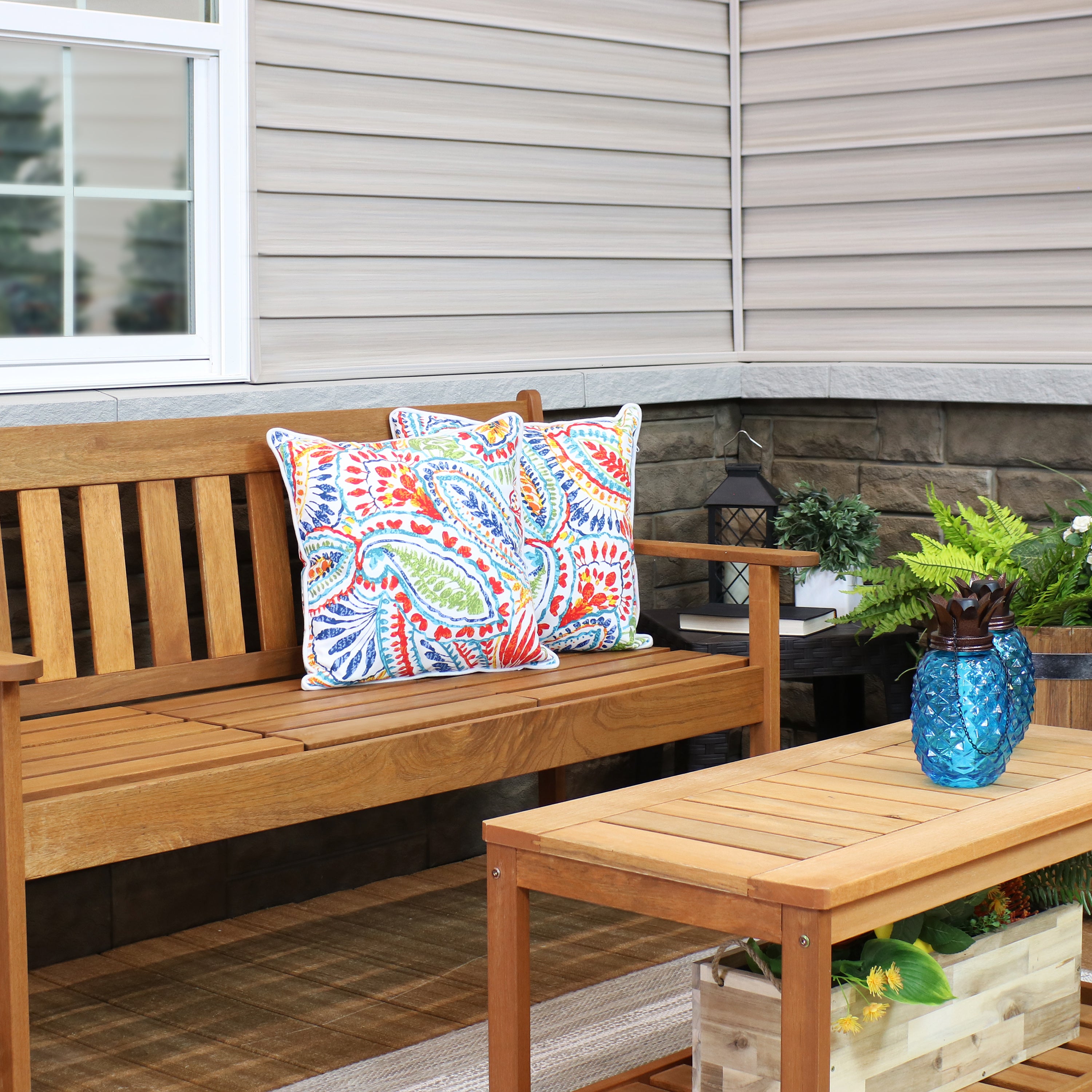 Stylish Sunnydaze Polyester Outdoor Decorative Throw Pillows Set of 2 - Waterproof & UV Resistant for Patio, Garden, Poolside & Porch Decor