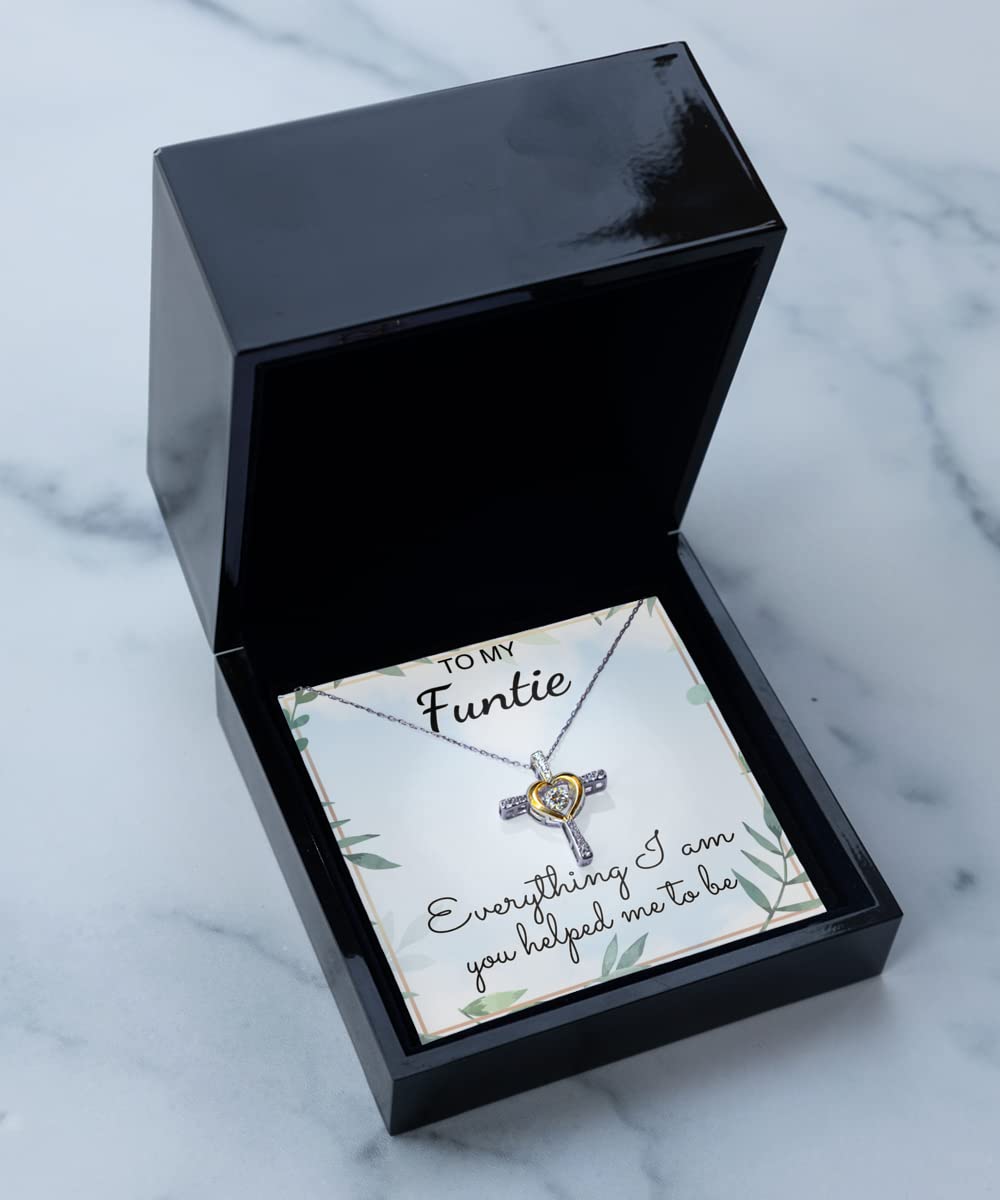 Funtie Sterling Silver Necklace - Handmade Jewelry Gift for Women, Aunt, Mother - Inspirational 'Everything I Am You Helped Me To Be' Message - Perfect for Birthday, Anniversary, Mother's Day & Special Occasions