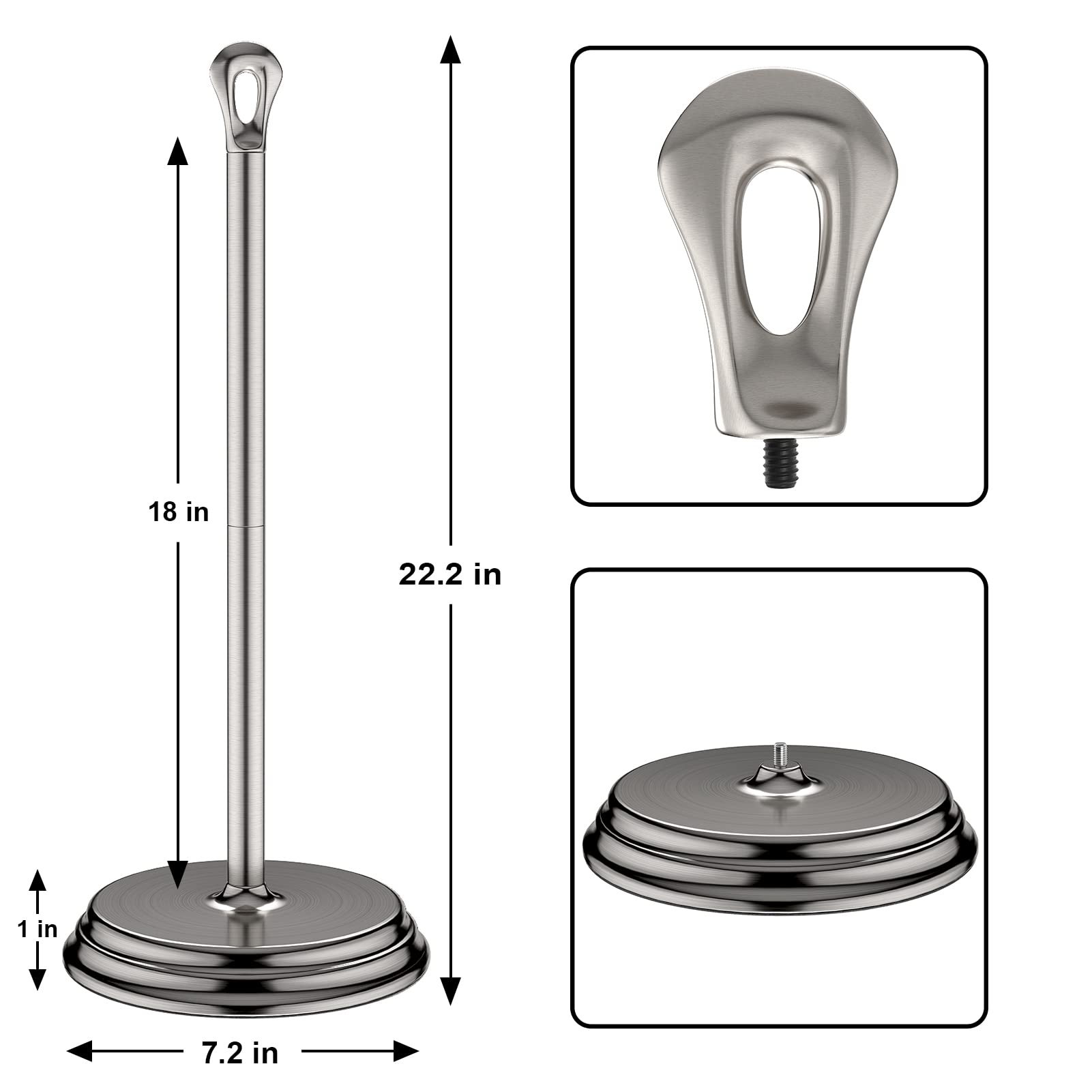 KASUNTO Rustproof Free Standing Toilet Paper Holder - Brushed Nickel Bathroom Tissue Roll Stand for Modern Bathrooms | Durable Metal Storage for Toilet Paper Rolls | Perfect for Home, Office & Guest Bathroom Accessories