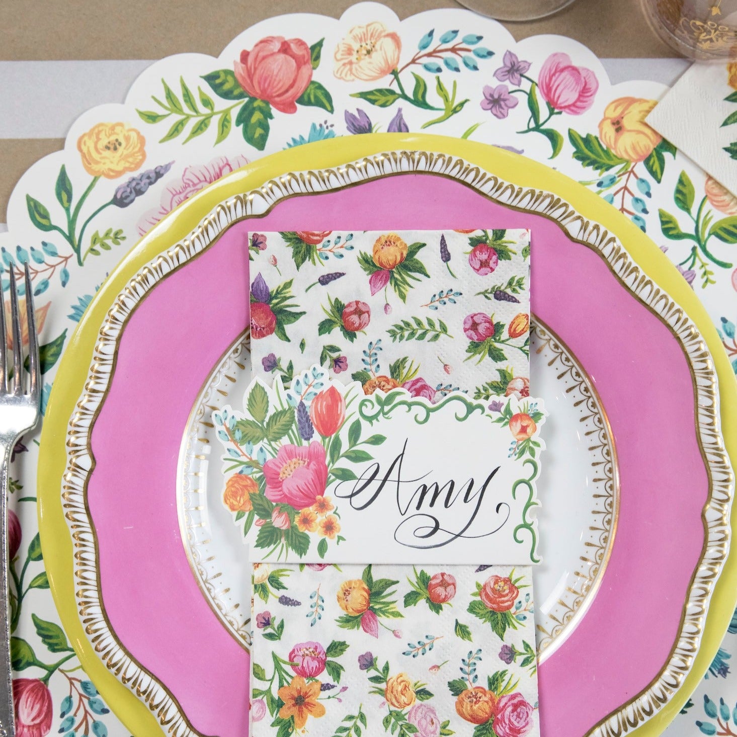 Sweet Garden Floral Die-Cut Placemat - Elegant Table Setting for Dining, Parties & Home Decor