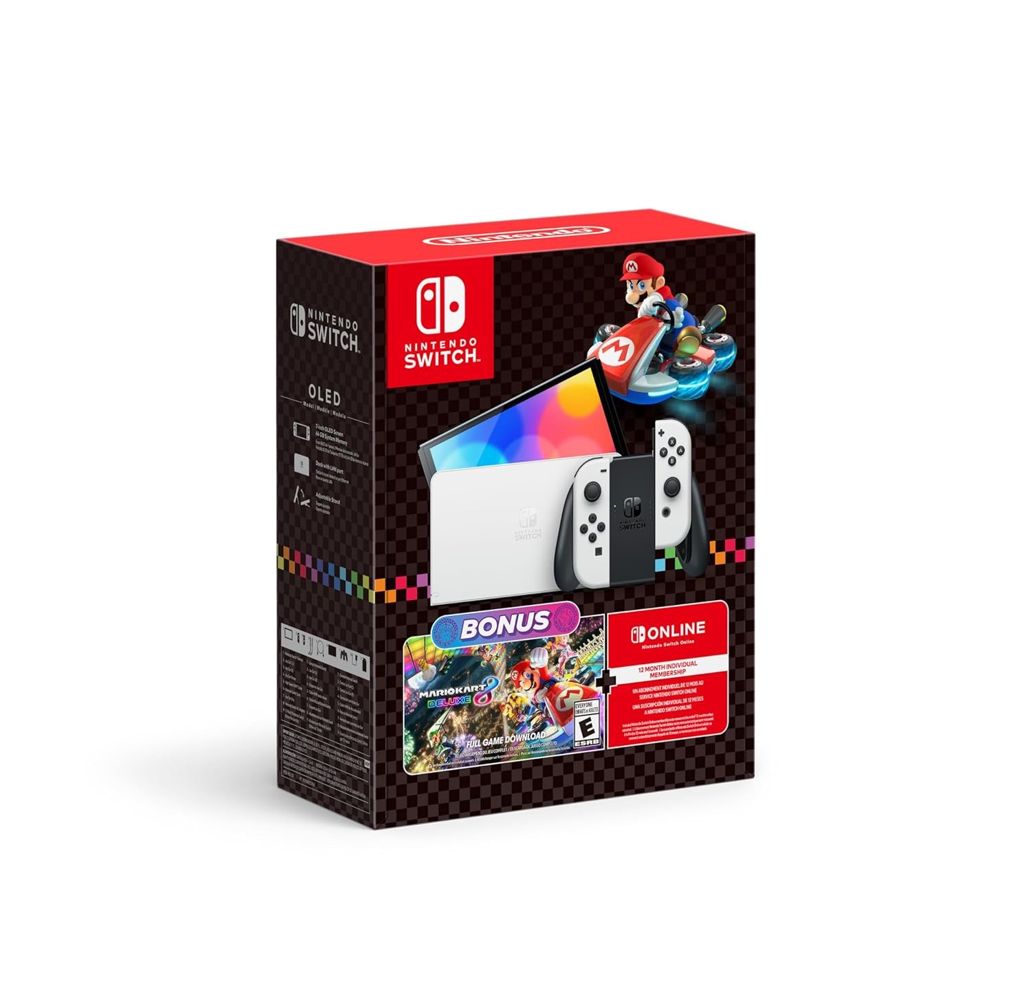 Nintendo Switch OLED Model - Mario Kart 8 Deluxe Bundle (US Version) | Brand New Console with 7