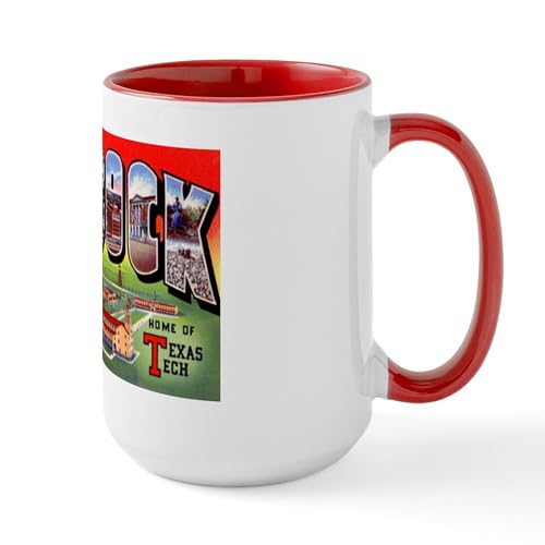 White/Red Inside - Lubbock Texas Greetings Large Mug