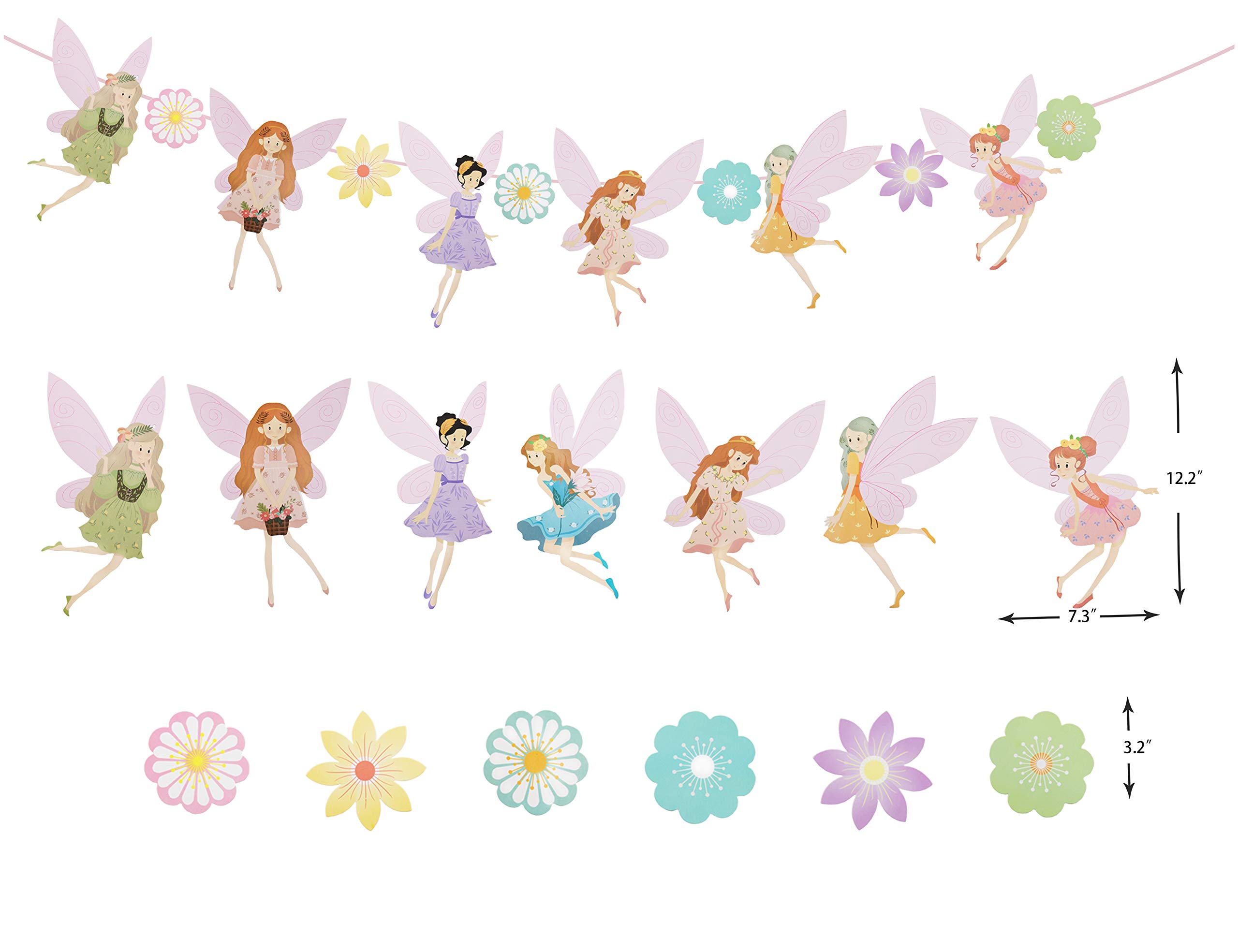 Fairy Birthday Banner - Floral Fairy Girls Birthday Party Decorations, Christmas Gifts & Garden Fairy Home Decor - Perfect for Fairy-Themed Parties, Baby Showers & Magical Celebrations